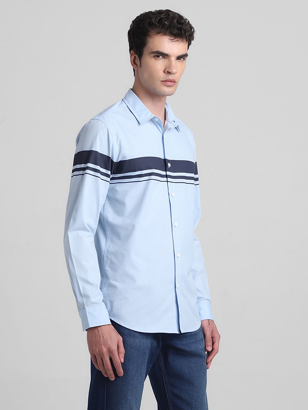 Light Blue Cotton Full Sleeves Shirt
