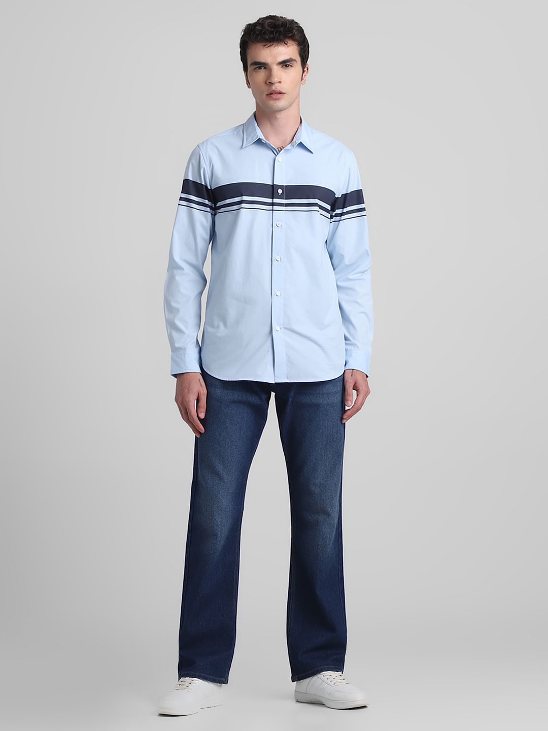 Light Blue Cotton Full Sleeves Shirt