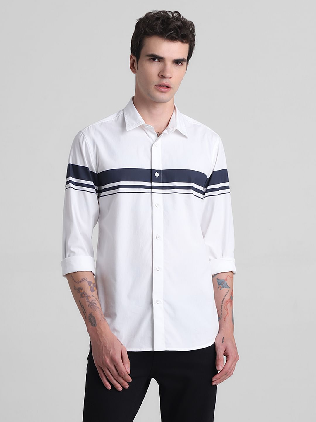 White Cotton Full Sleeves Shirt