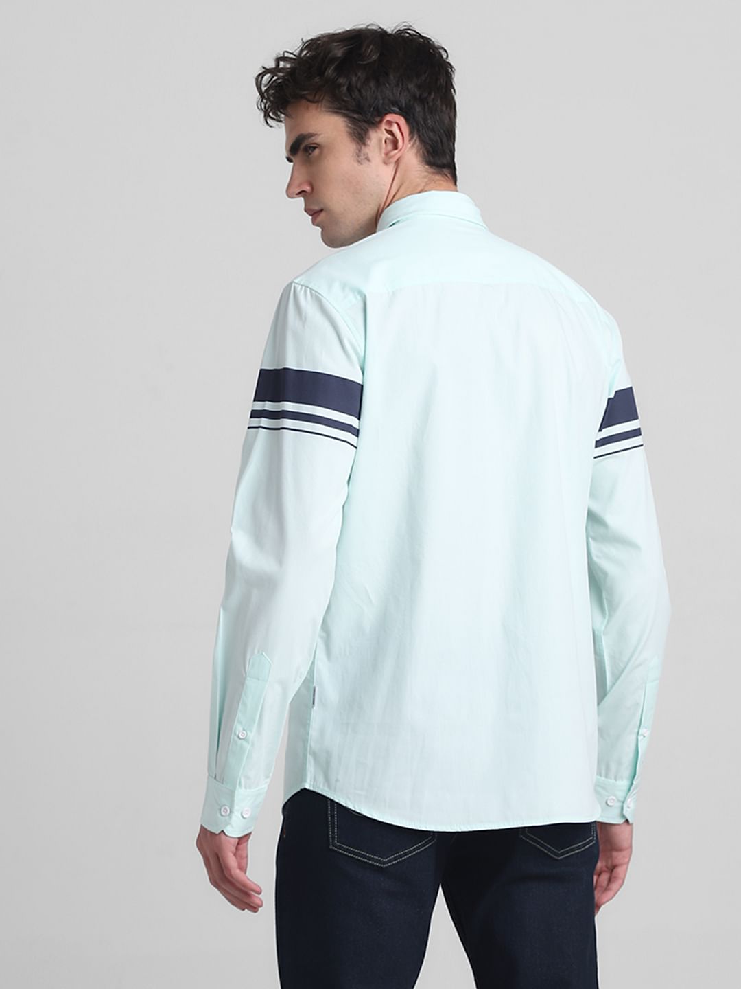 Mint Green Cotton Full Sleeves Shirt