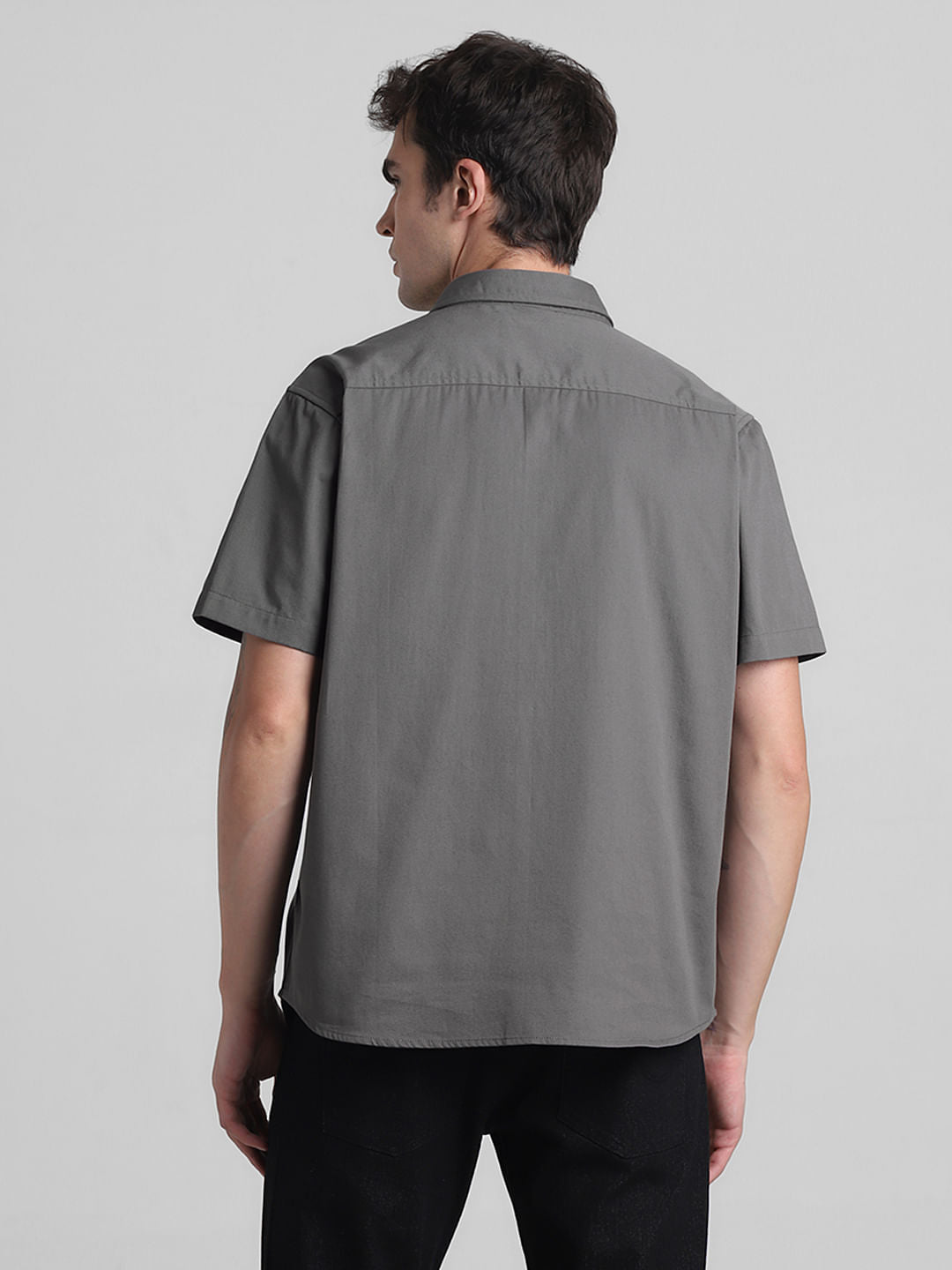 Dark Grey Oversized Short Sleeves Shirt