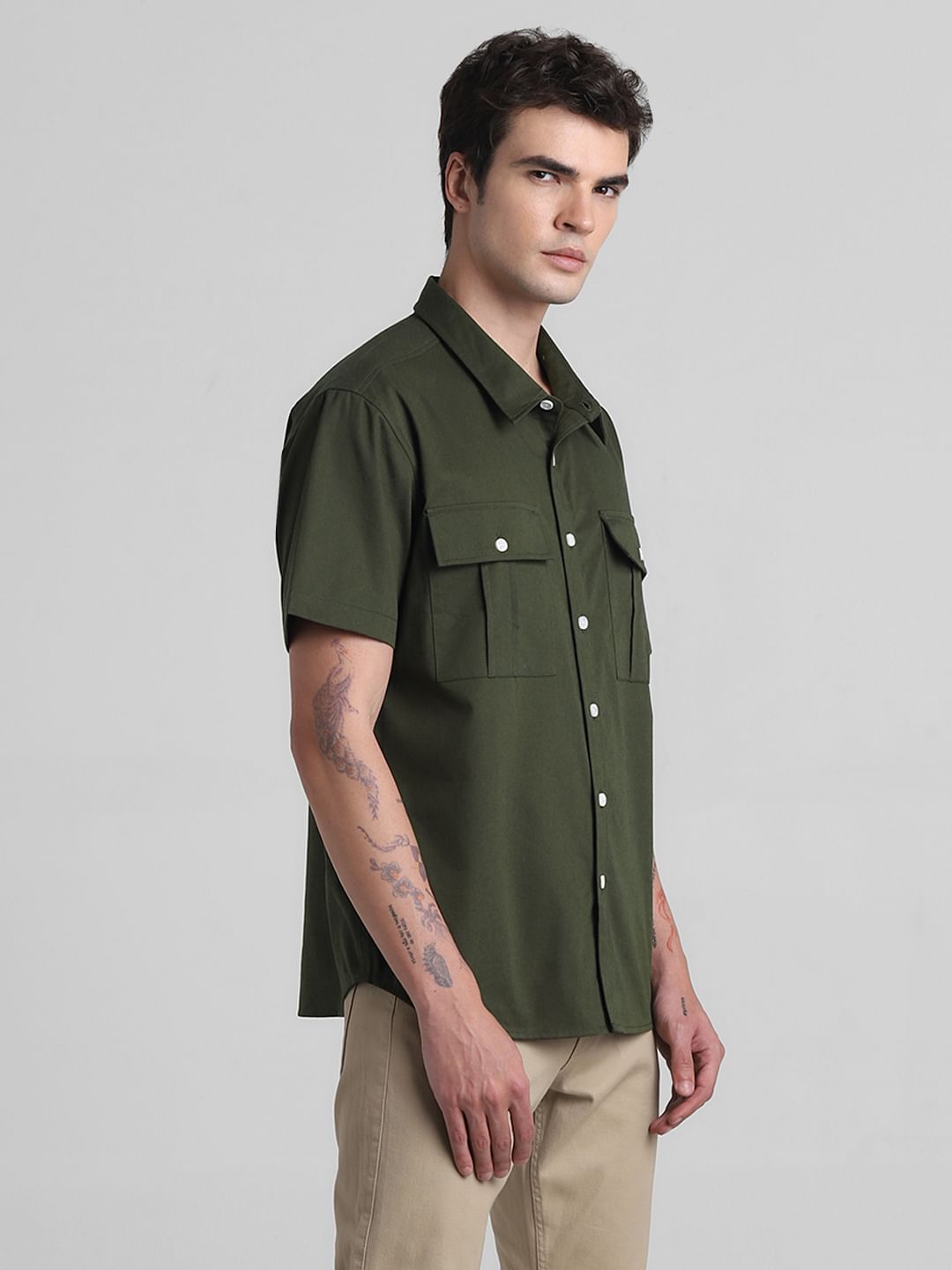 Green Oversized Short Sleeves Shirt