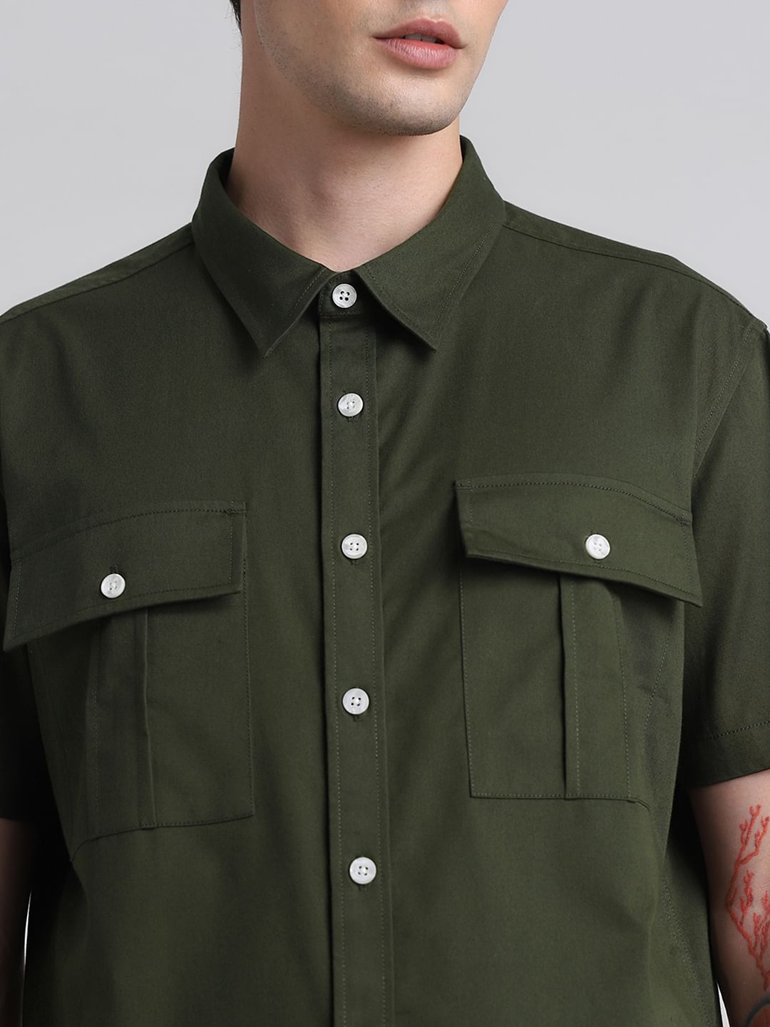 Green Oversized Short Sleeves Shirt