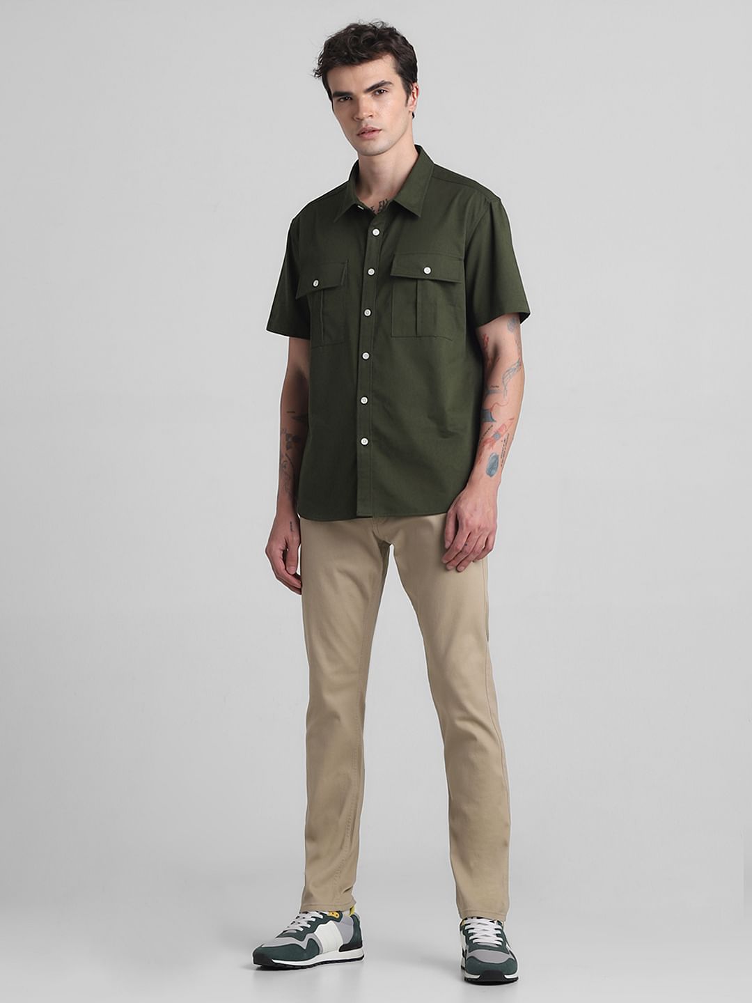 Green Oversized Short Sleeves Shirt