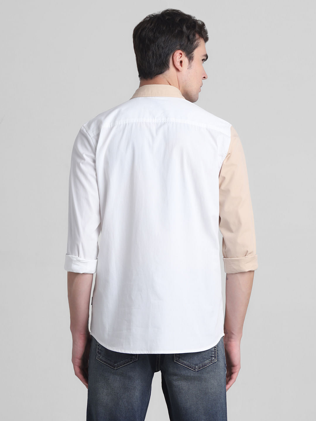 Brown Colourblocked Full Sleeves Shirt