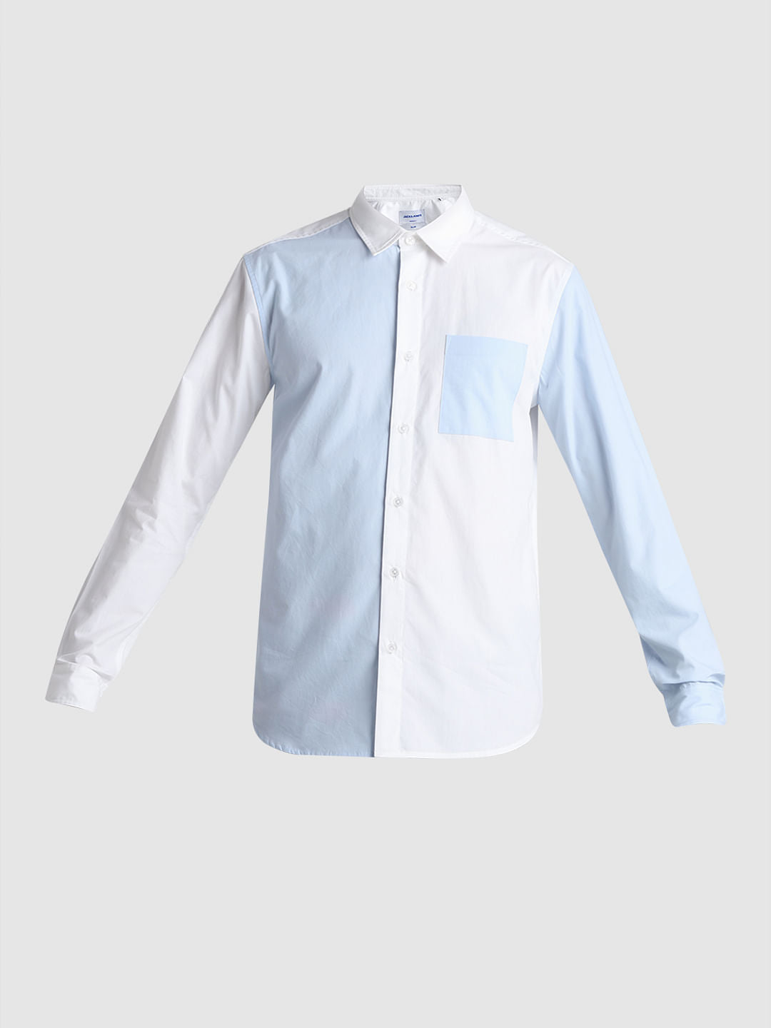 Blue Colourblocked Full Sleeves Shirt