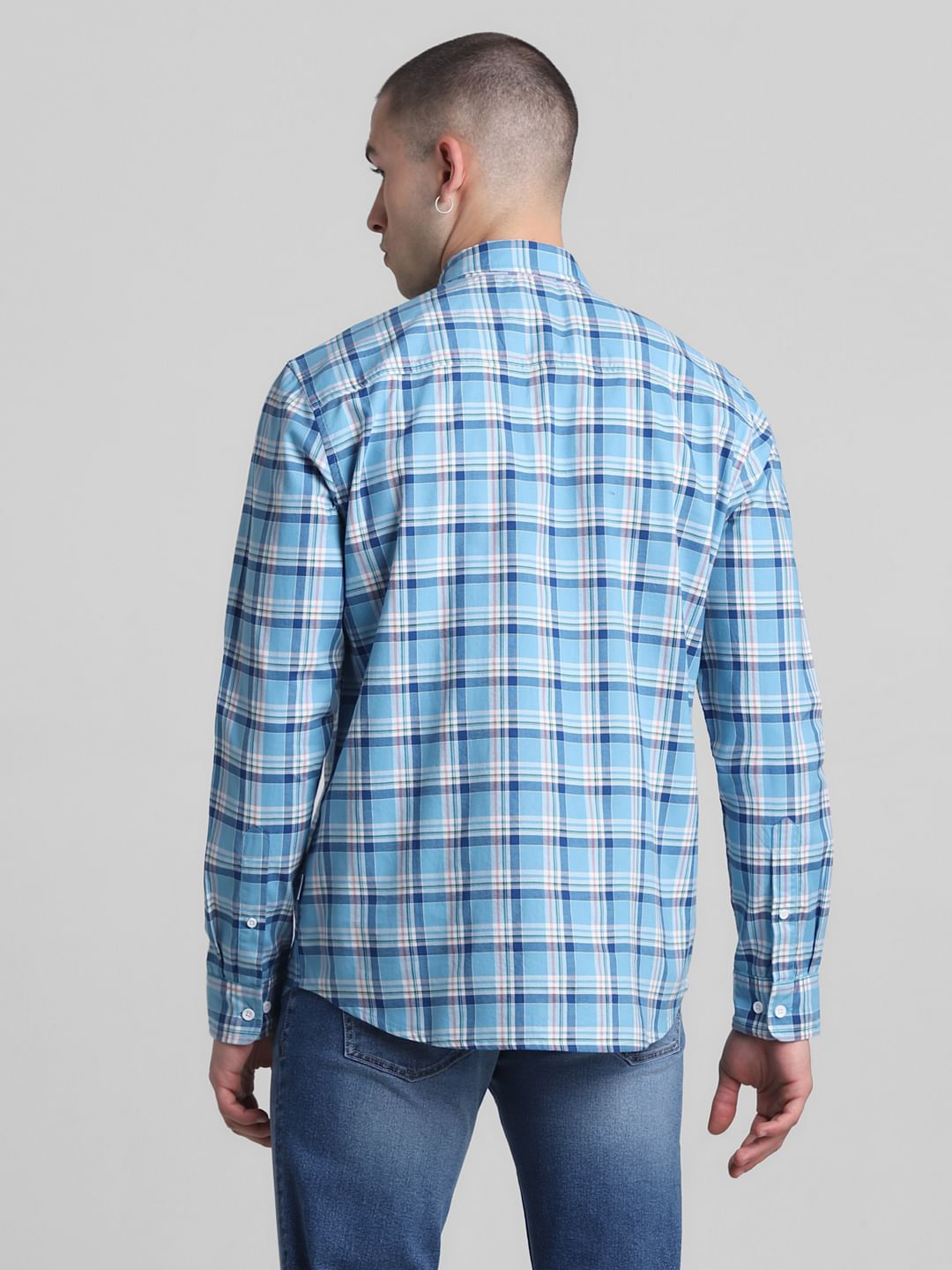 Light Blue Check Full Sleeves Shirt