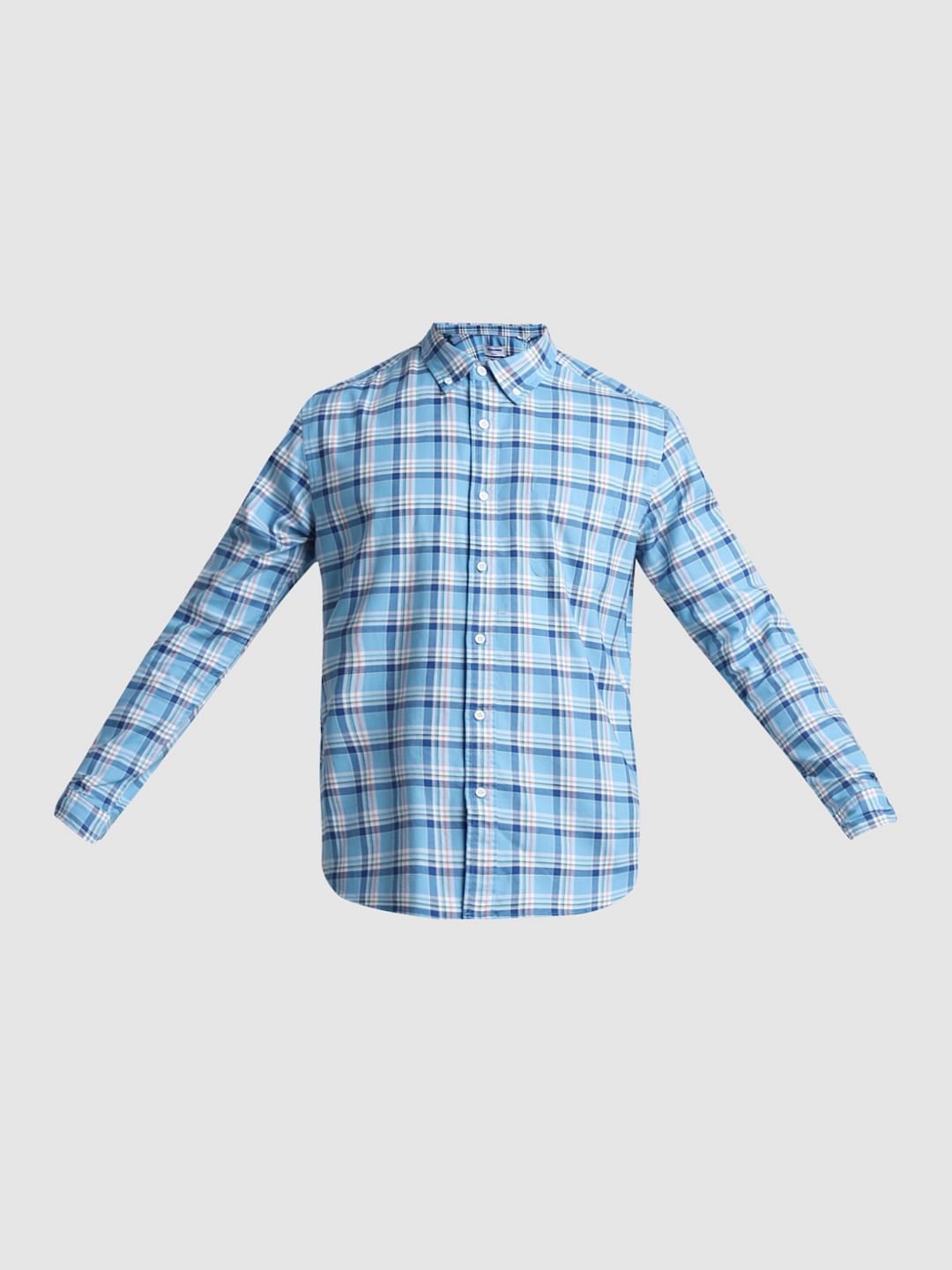 Light Blue Check Full Sleeves Shirt