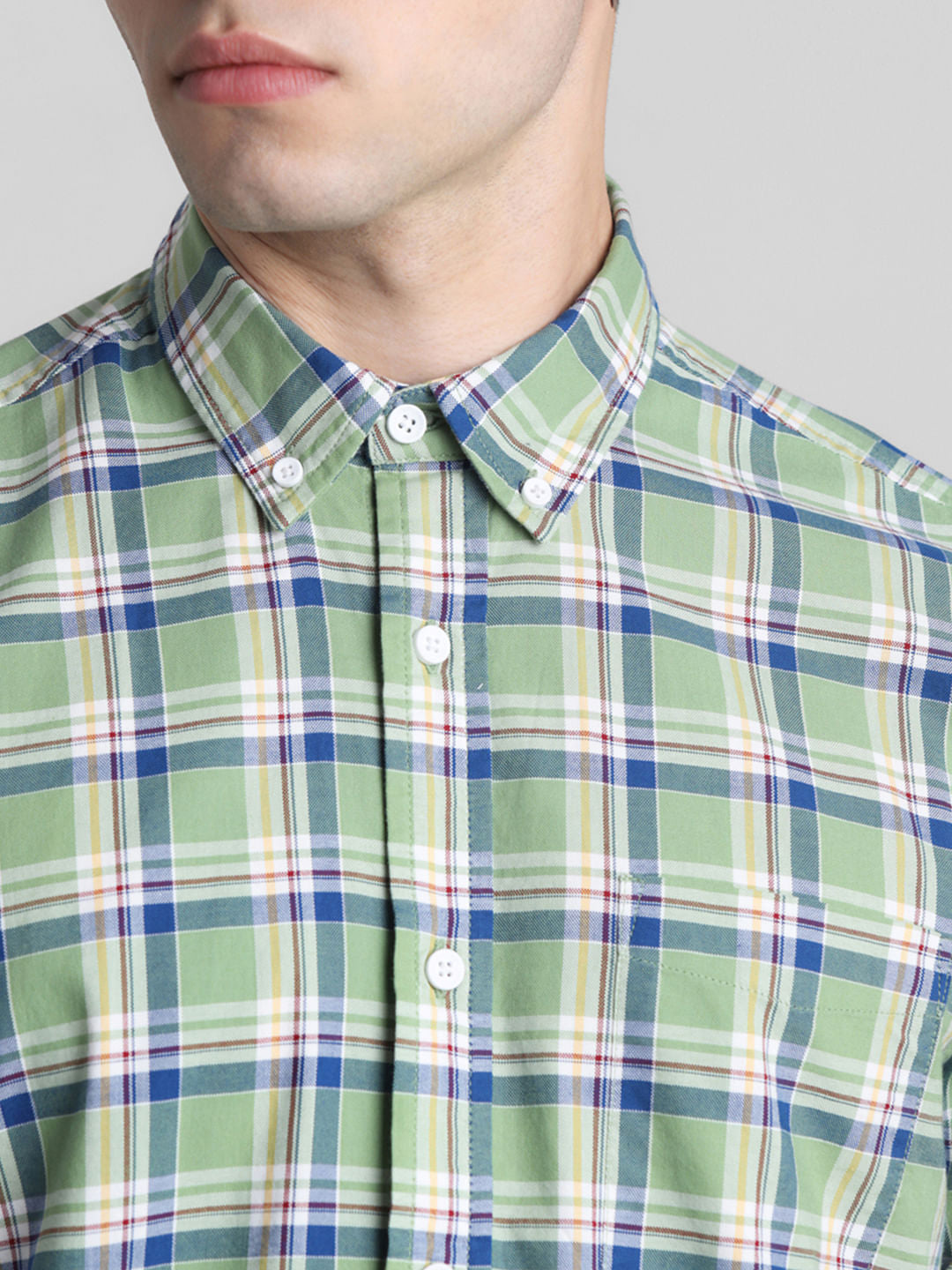Light Green Check Full Sleeves Shirt