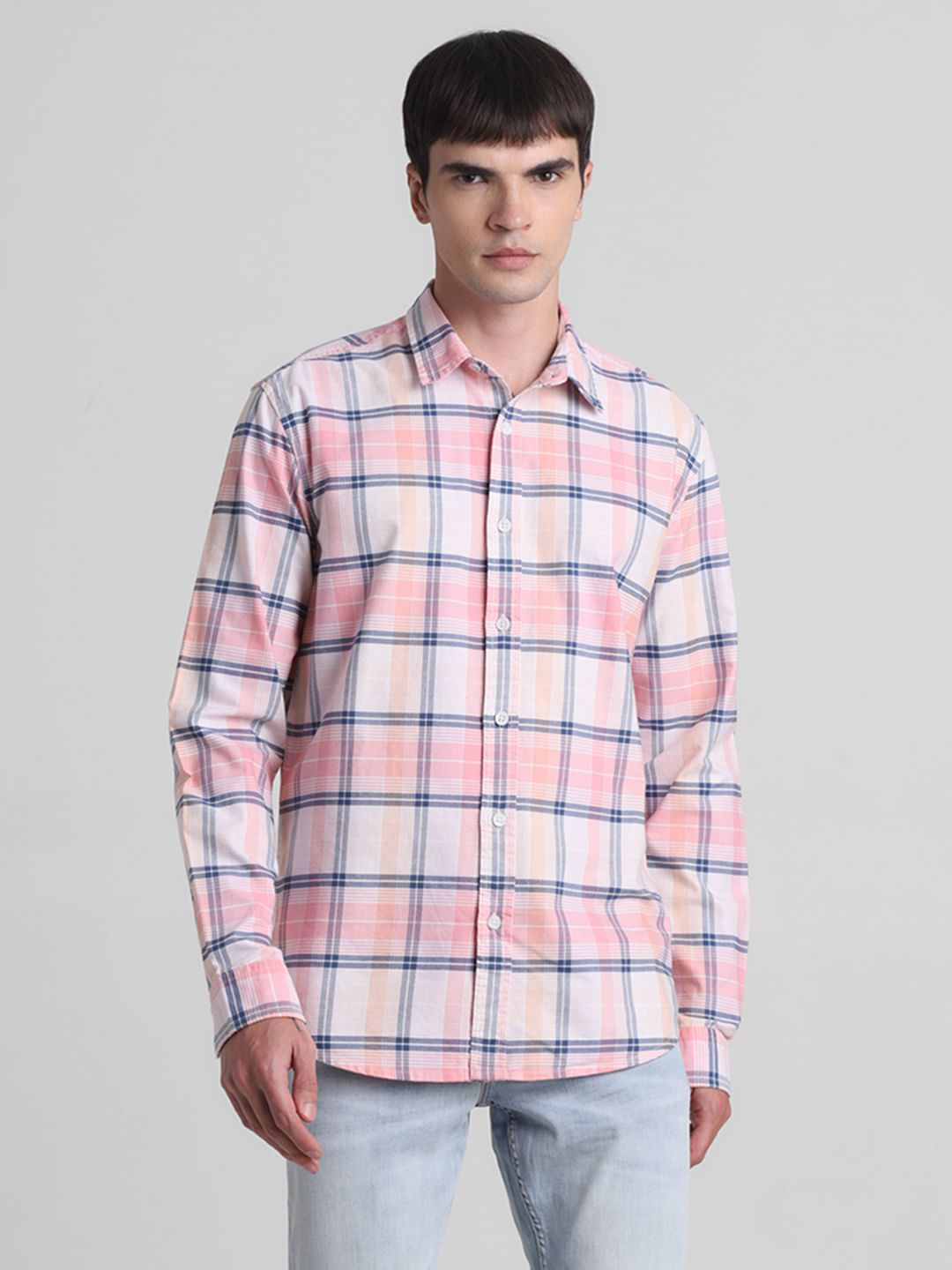 Pink Check Full Sleeves Shirt