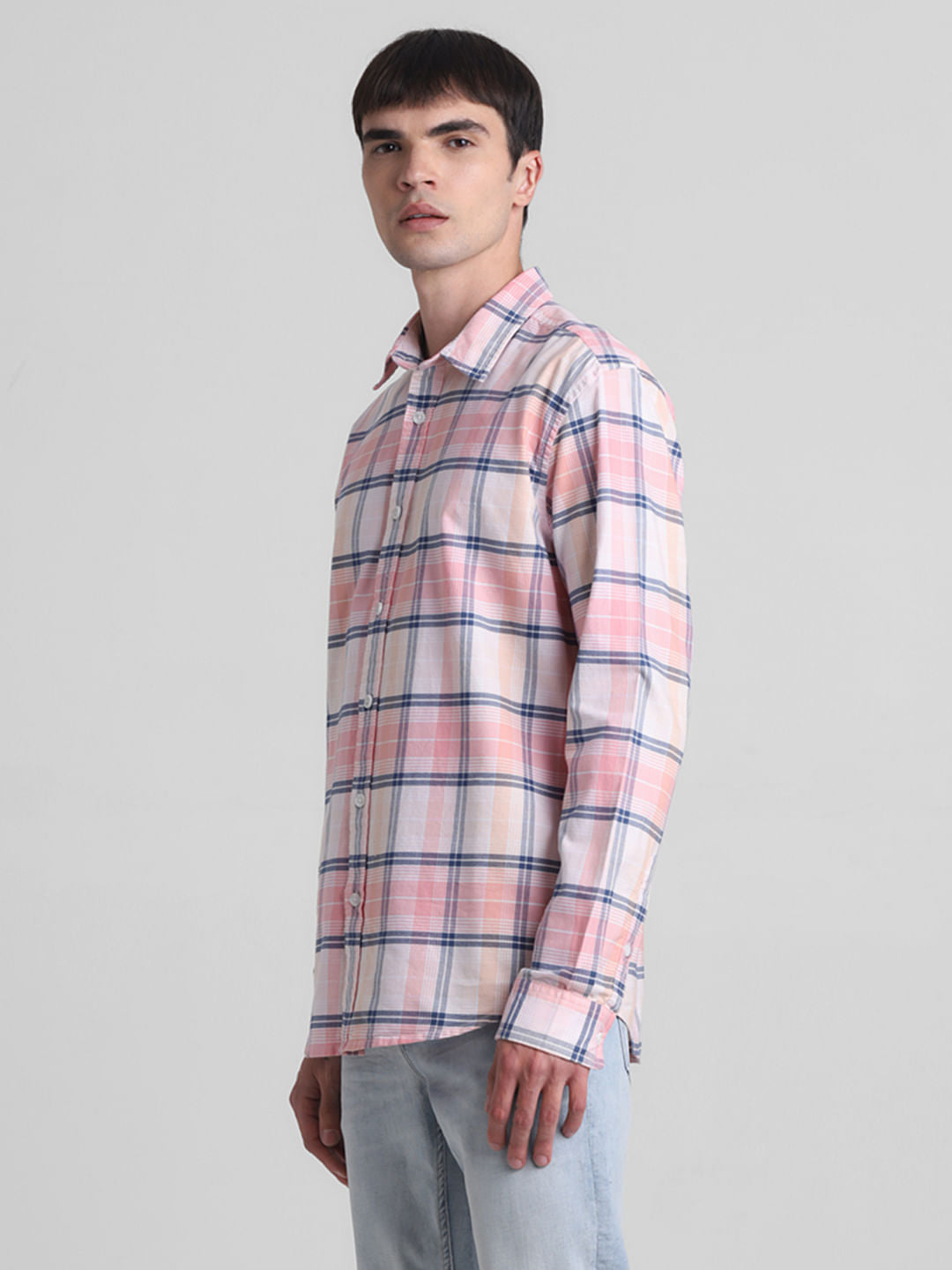 Pink Check Full Sleeves Shirt