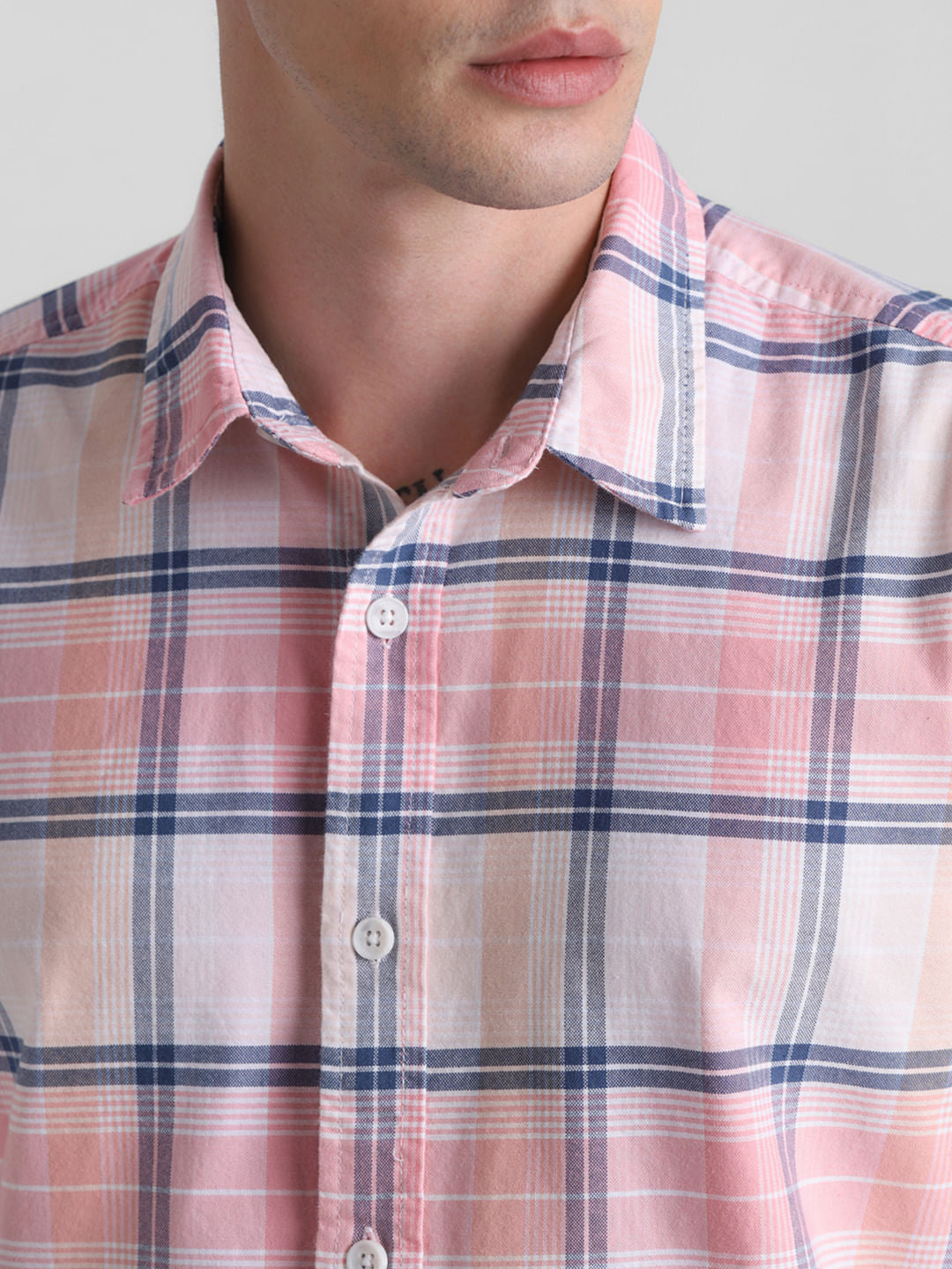 Pink Check Full Sleeves Shirt