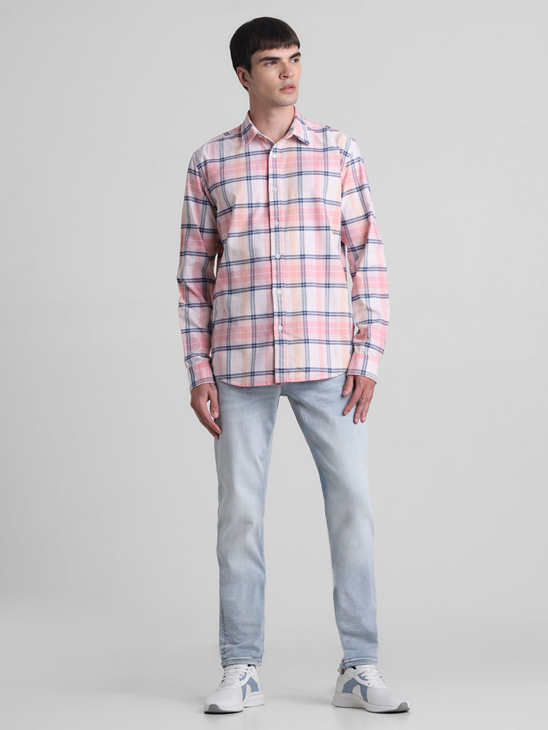 Pink Check Full Sleeves Shirt
