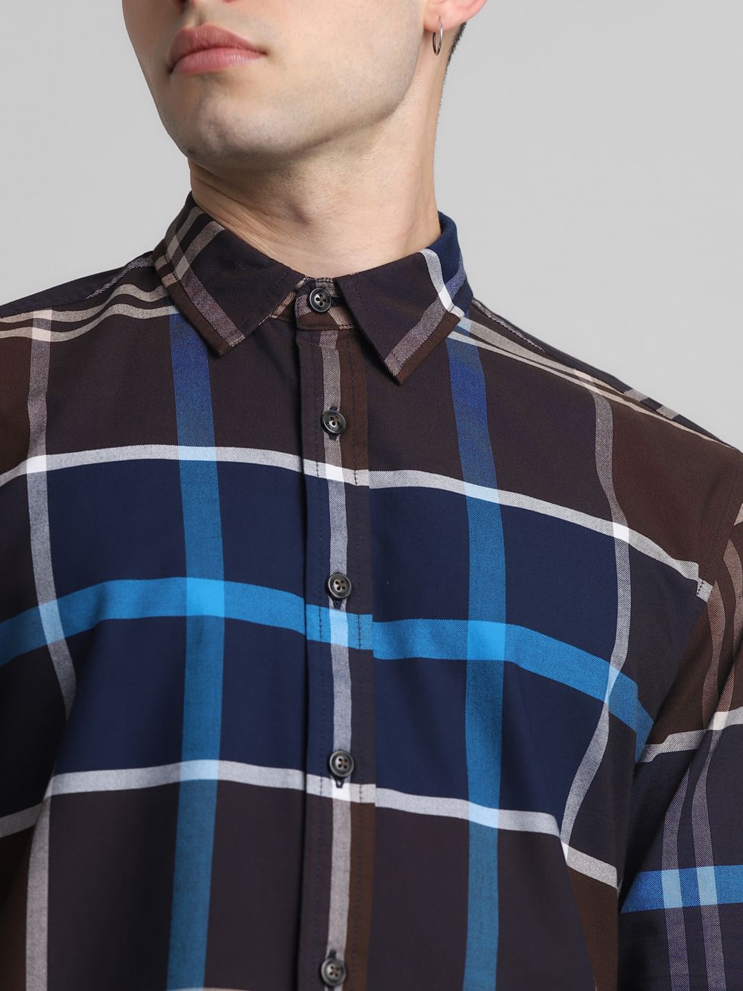 Brown Check Full Sleeves Shirt