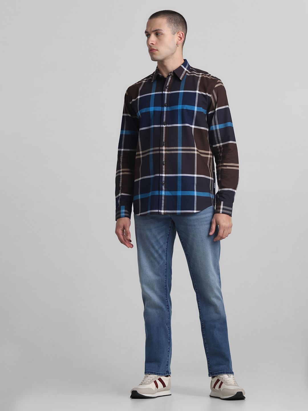 Brown Check Full Sleeves Shirt