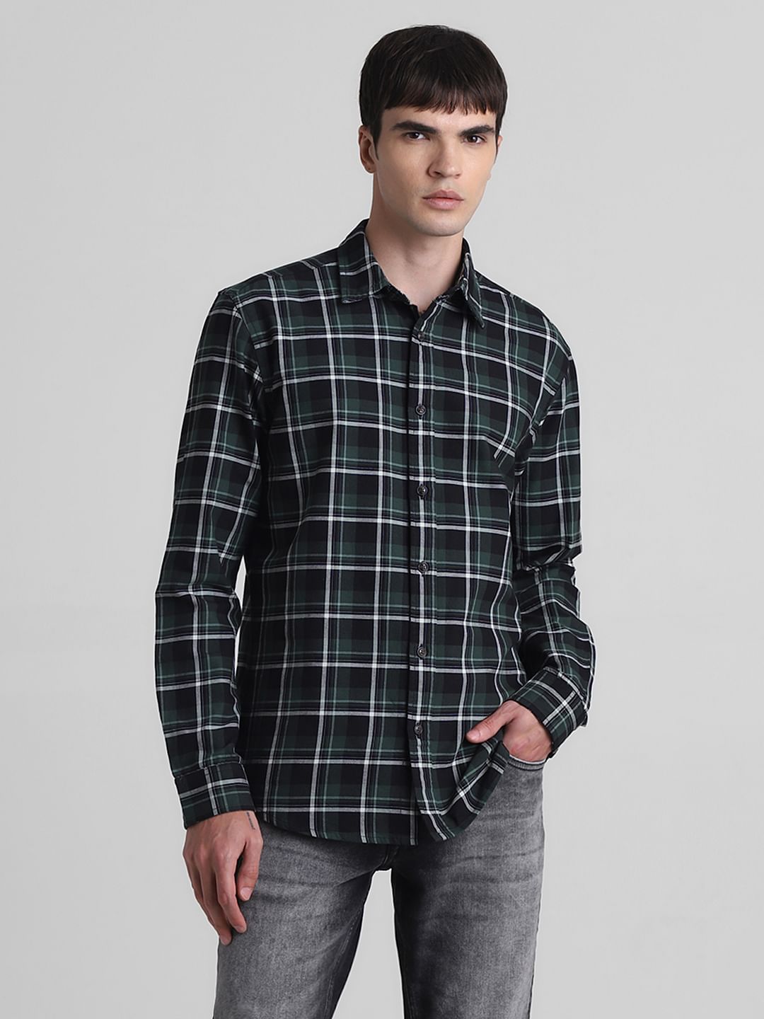 Green Check Full Sleeves Shirt