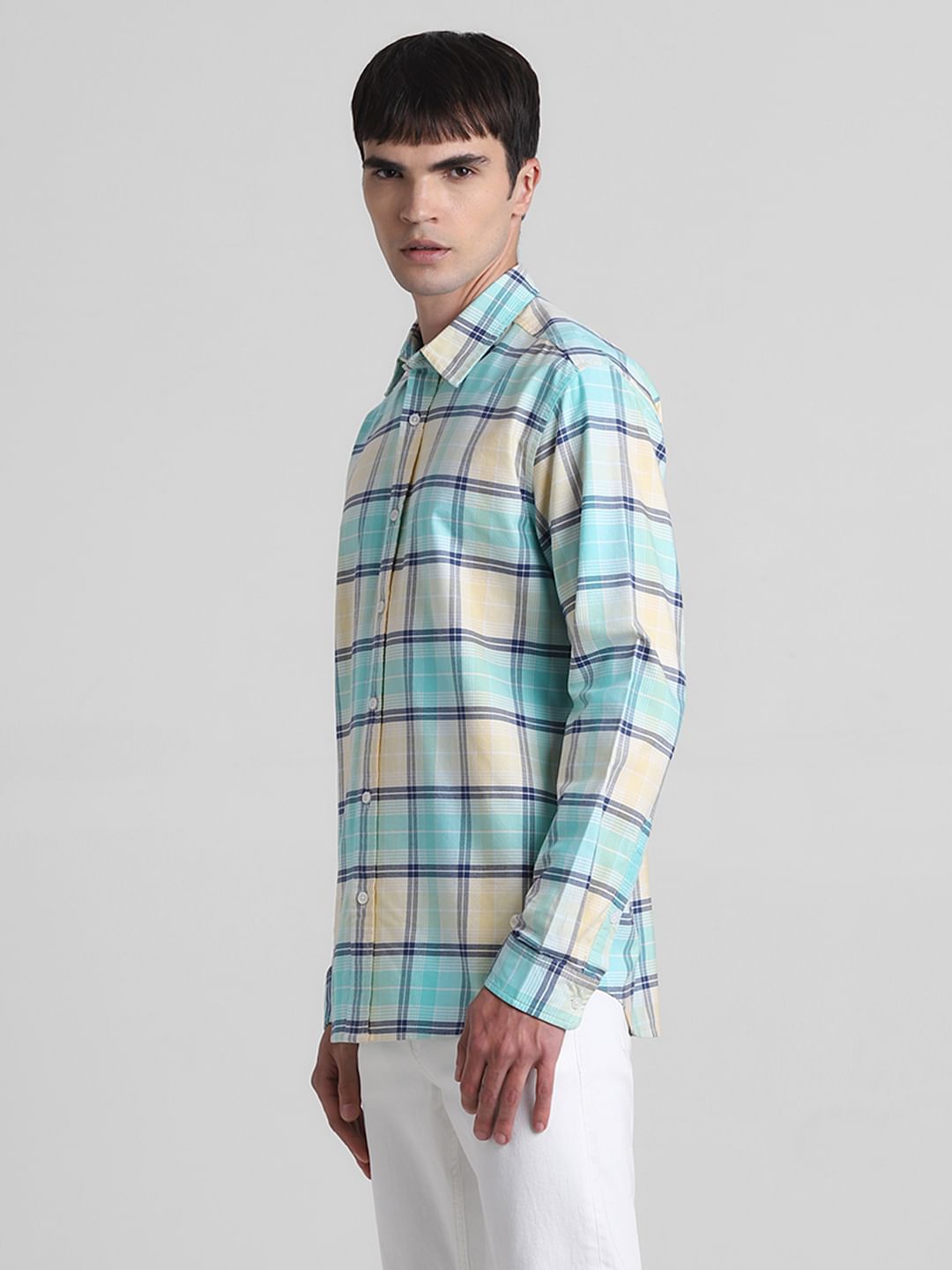 Light Green Check Full Sleeves Shirt