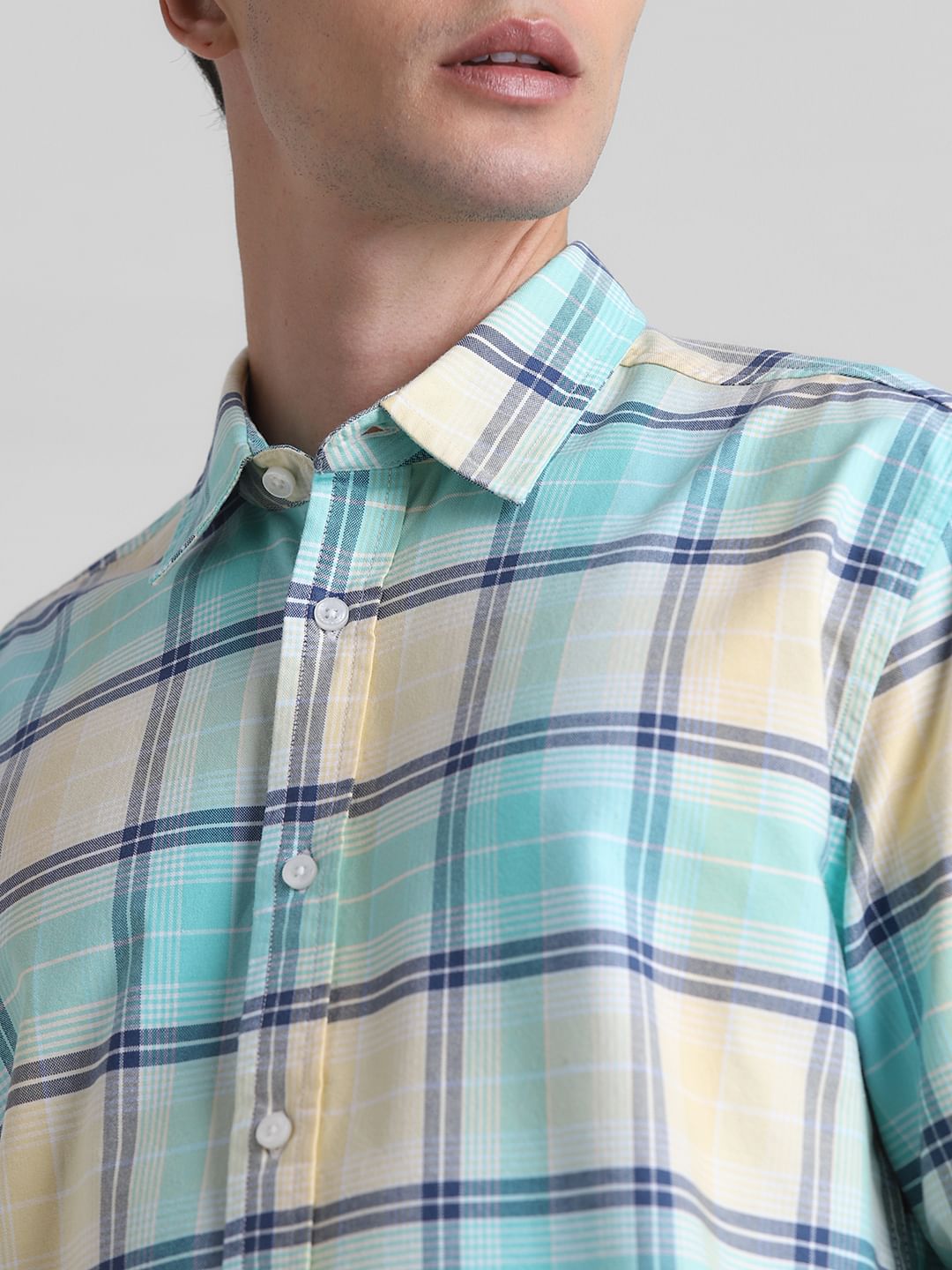 Light Green Check Full Sleeves Shirt