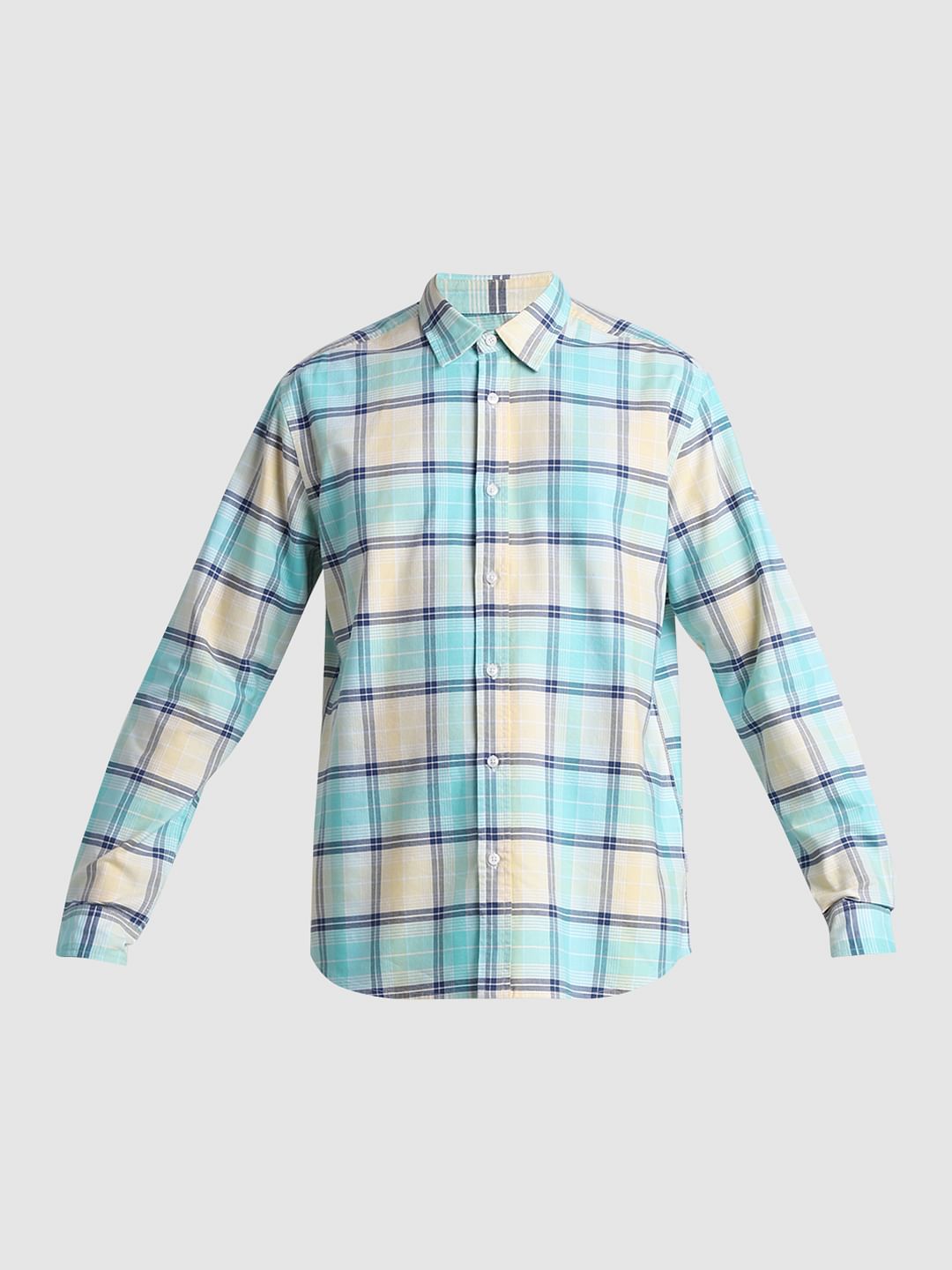 Light Green Check Full Sleeves Shirt