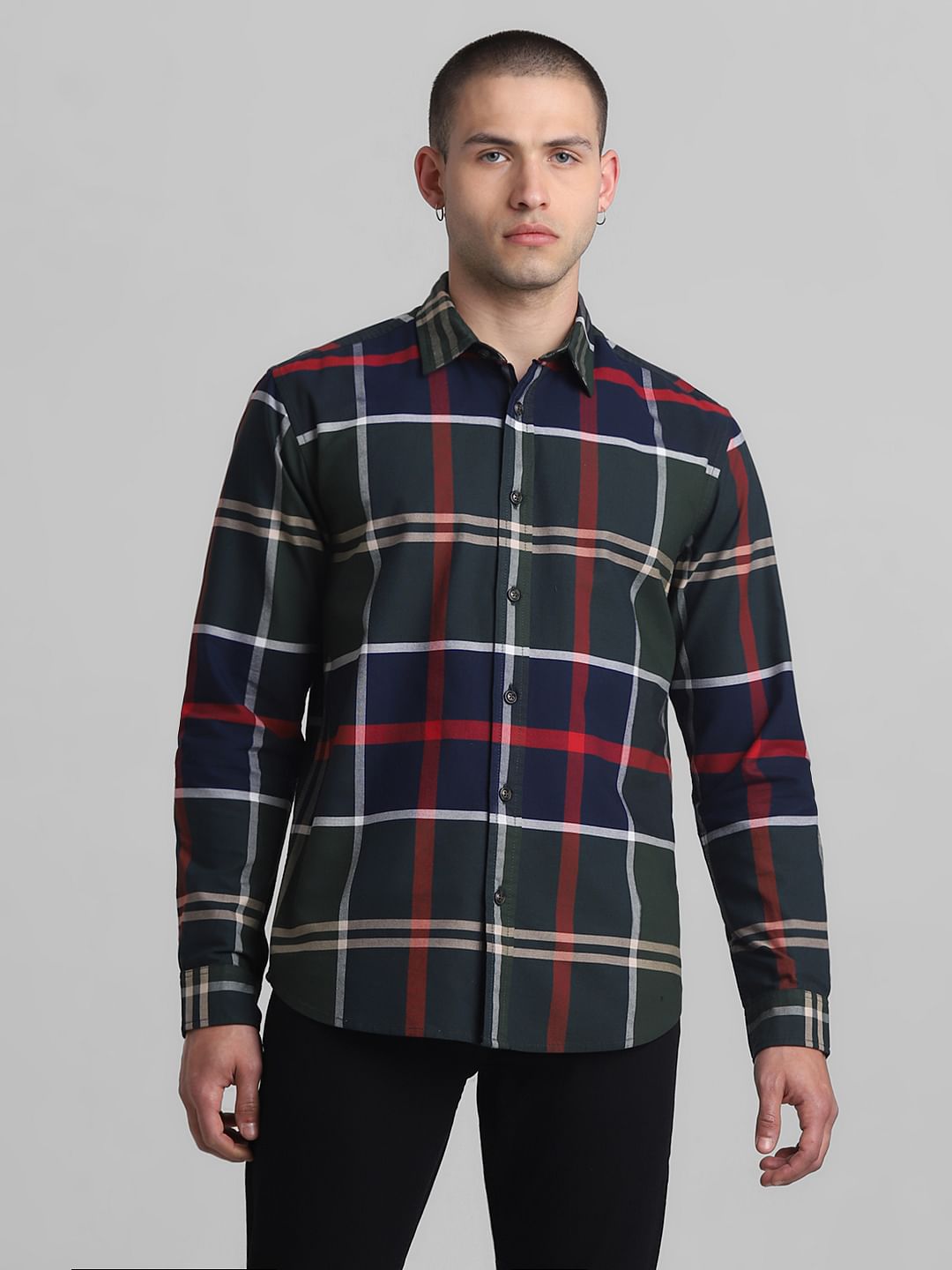 Green Check Full Sleeves Shirt