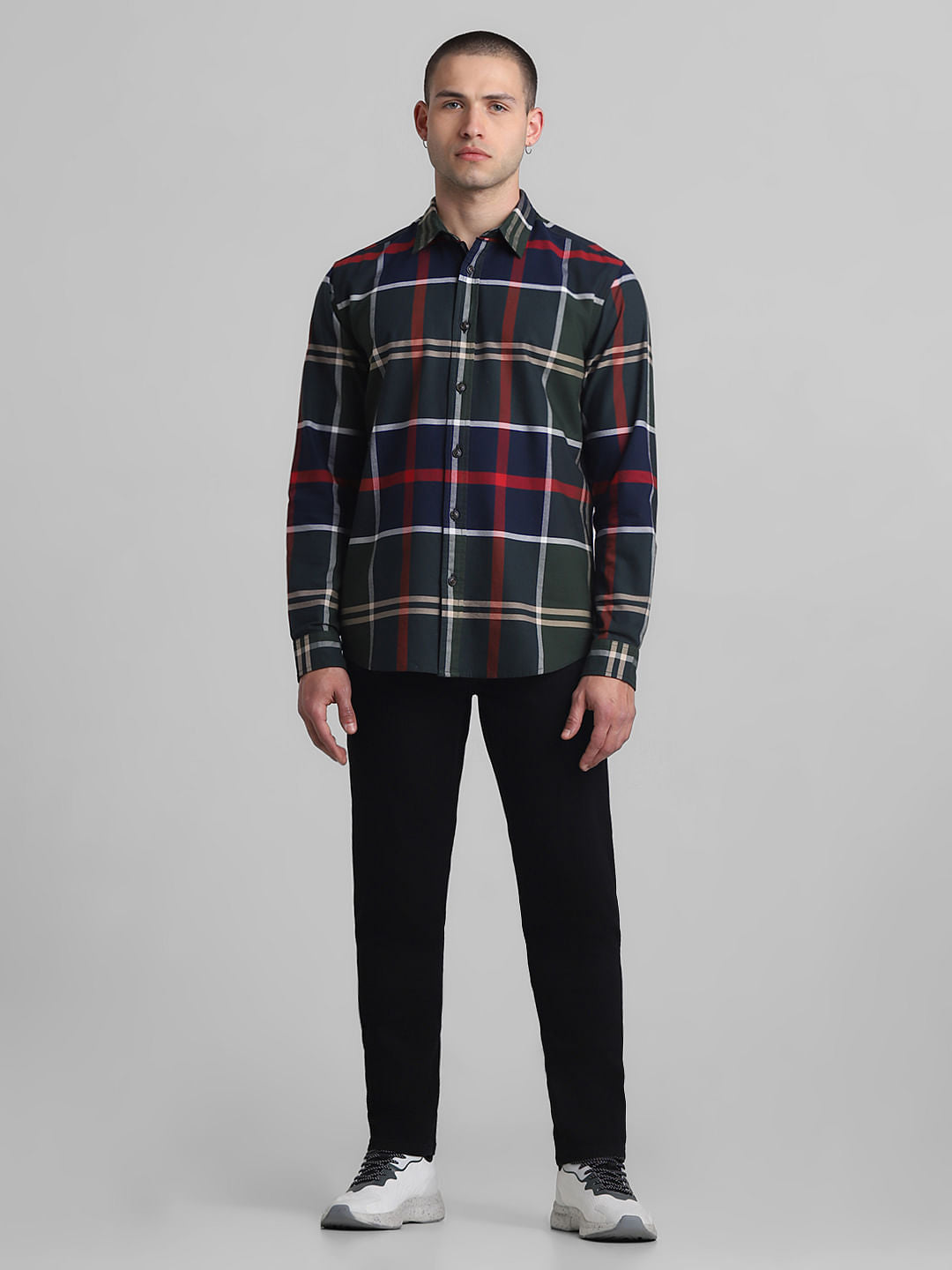 Green Check Full Sleeves Shirt