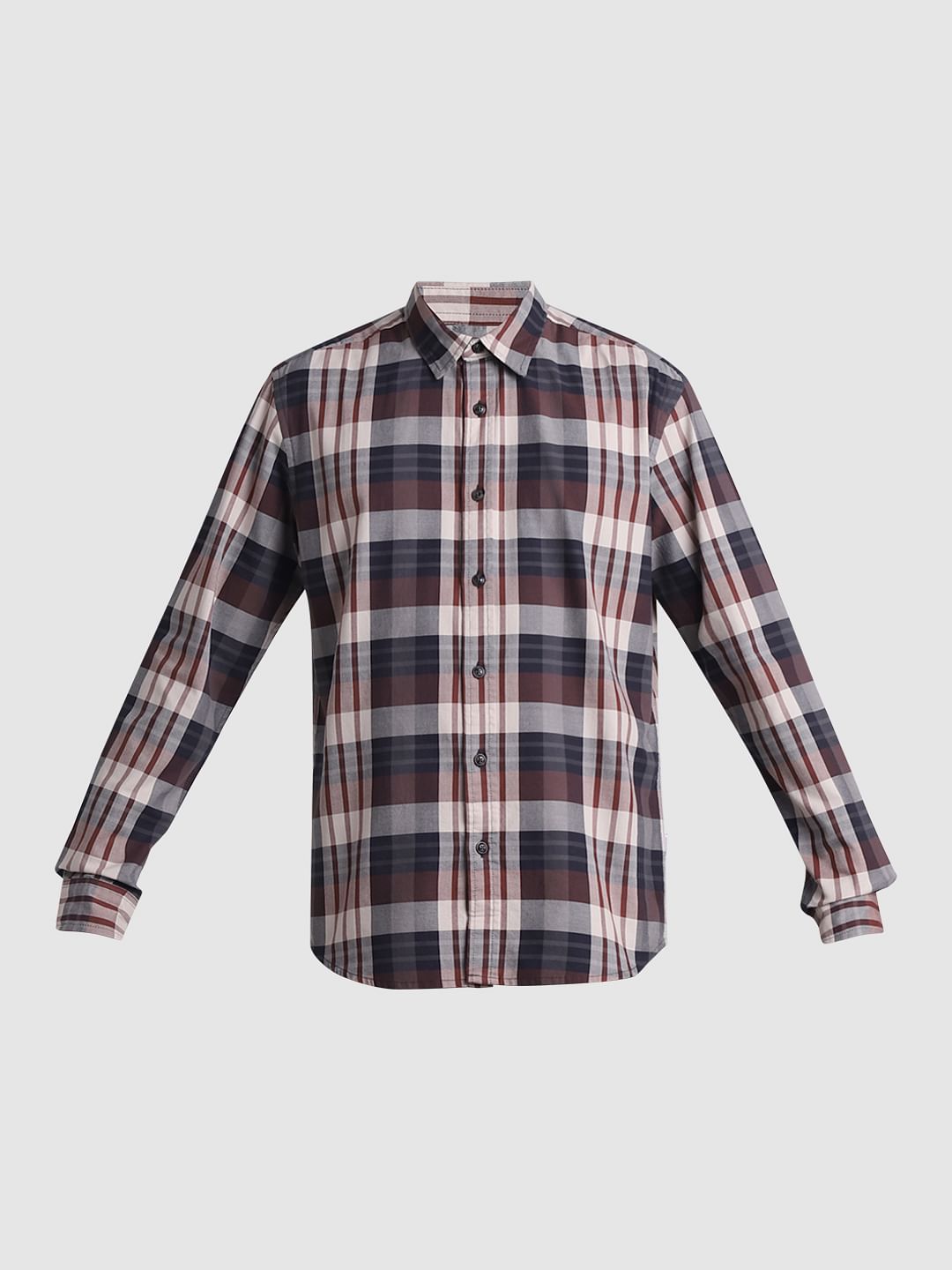 Brown Check Full Sleeves Shirt