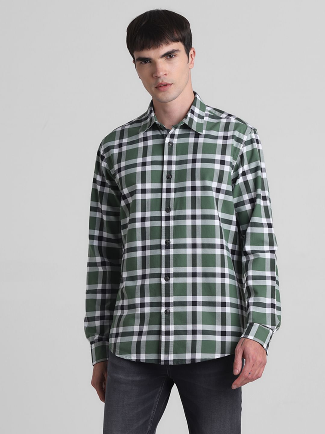 Green Check Full Sleeves Shirt