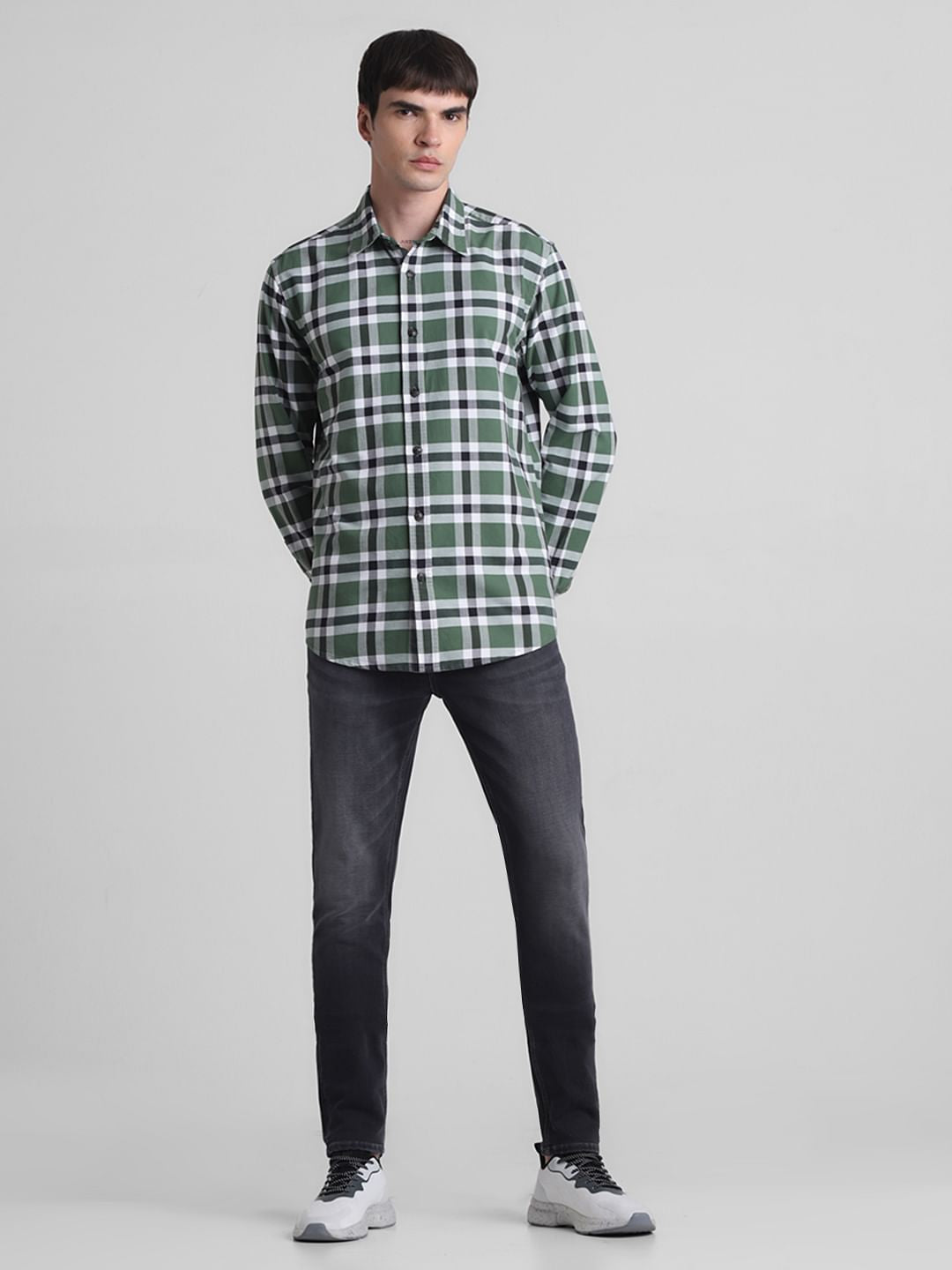 Green Check Full Sleeves Shirt