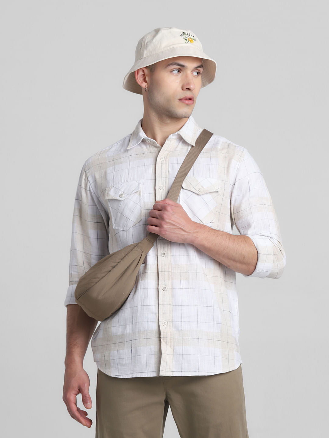 White Check Full Sleeves Shirt - S