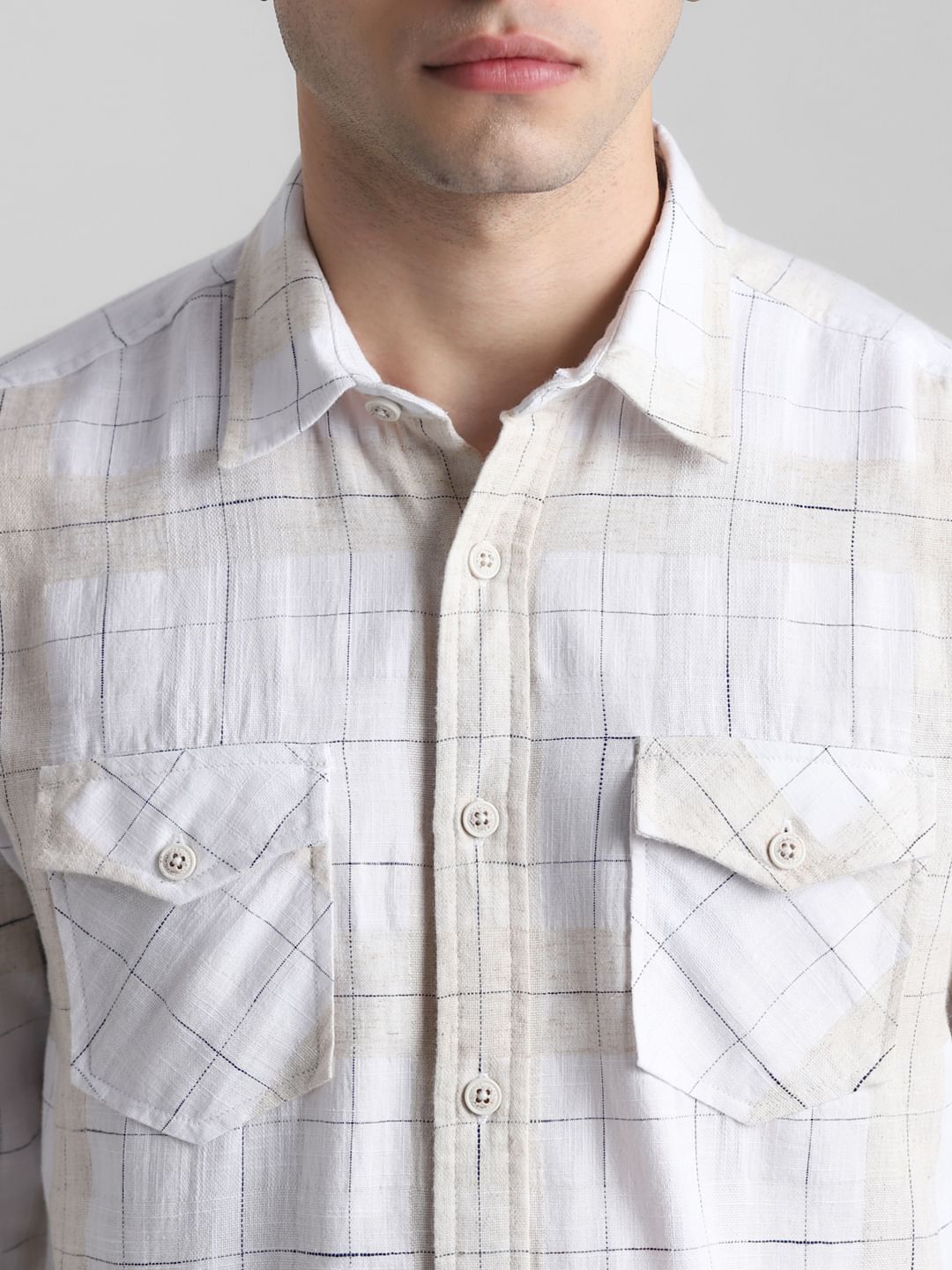 White Check Full Sleeves Shirt