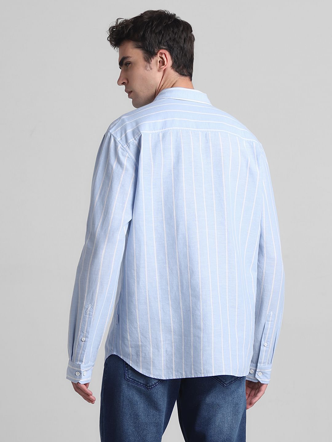 Blue Striped Full Sleeves Shirt