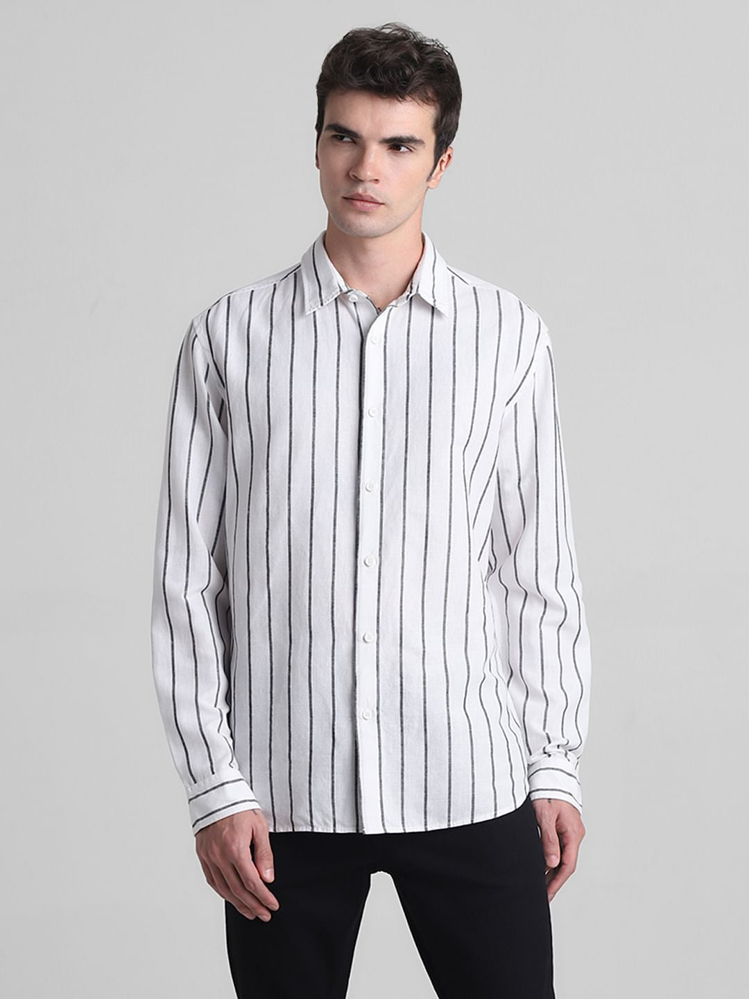 White Striped Full Sleeves Shirt