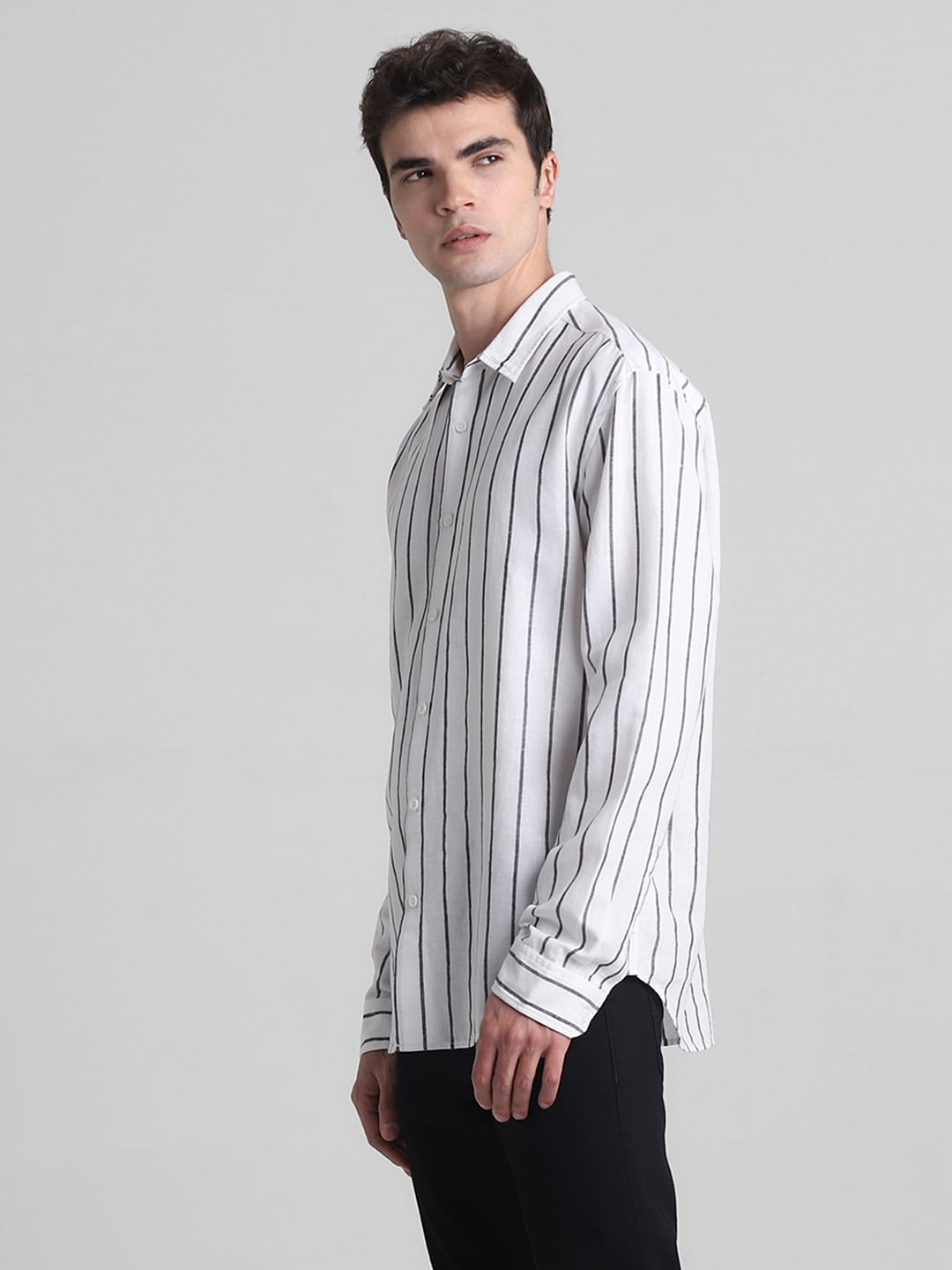 White Striped Full Sleeves Shirt