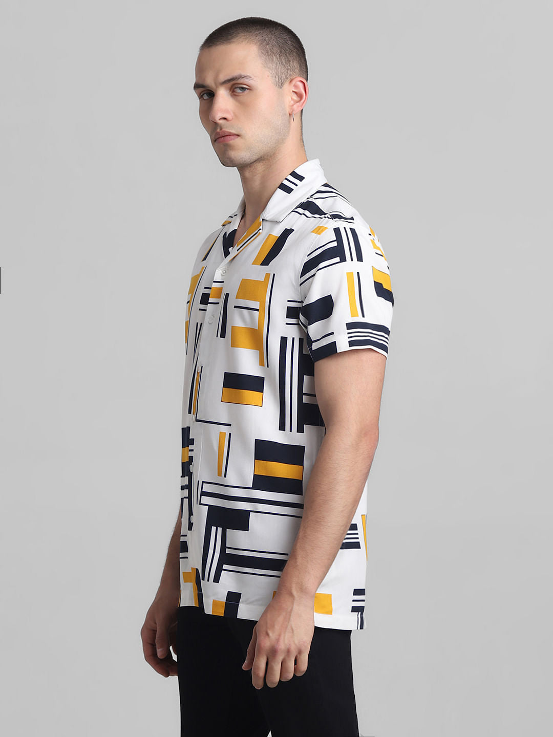 White Printed Short Sleeves Shirt