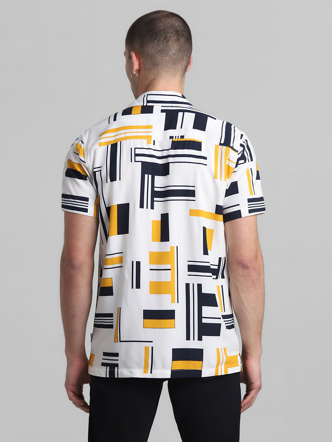 White Printed Short Sleeves Shirt