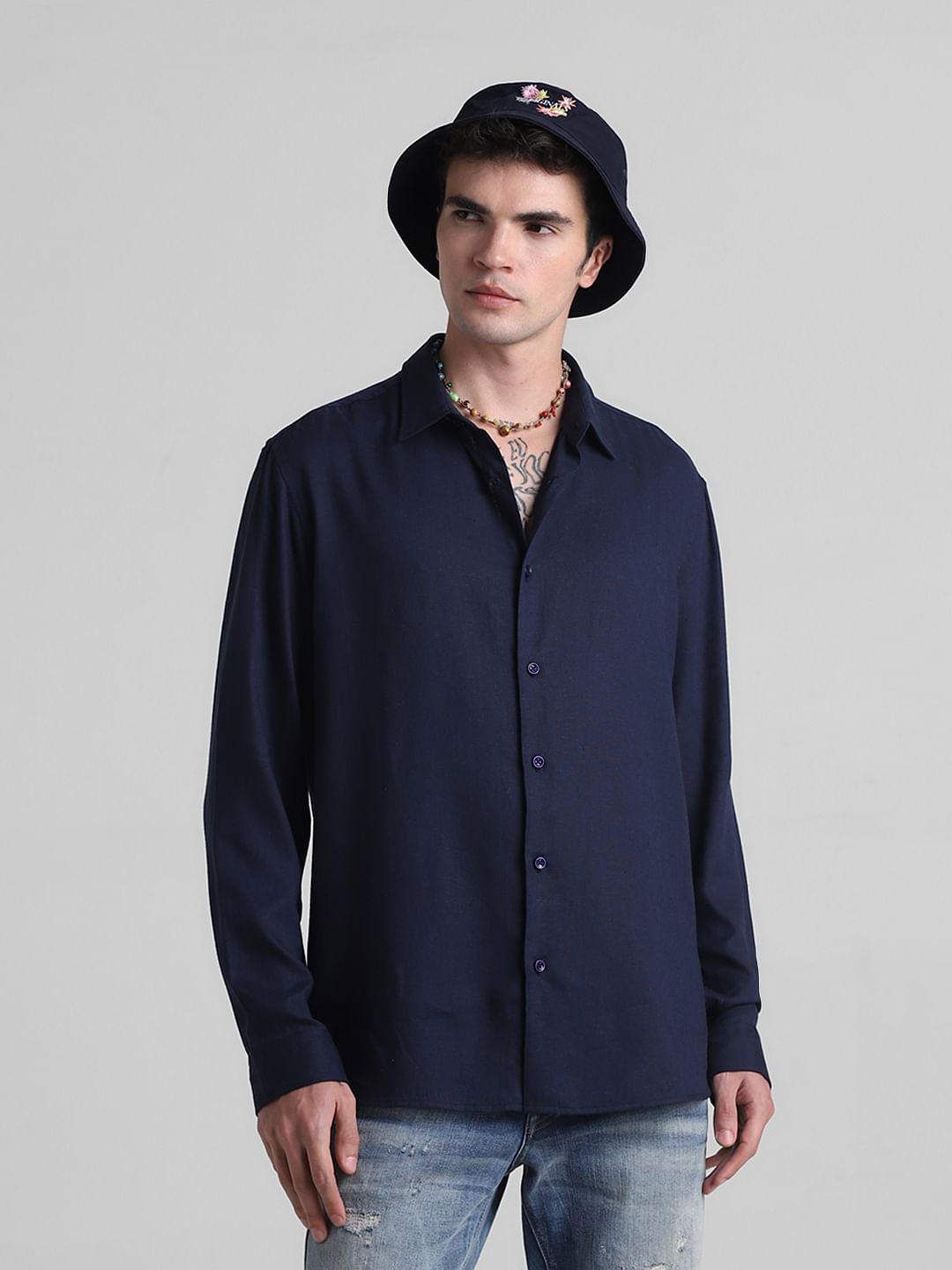 Dark Blue Full Sleeves Shirt - S