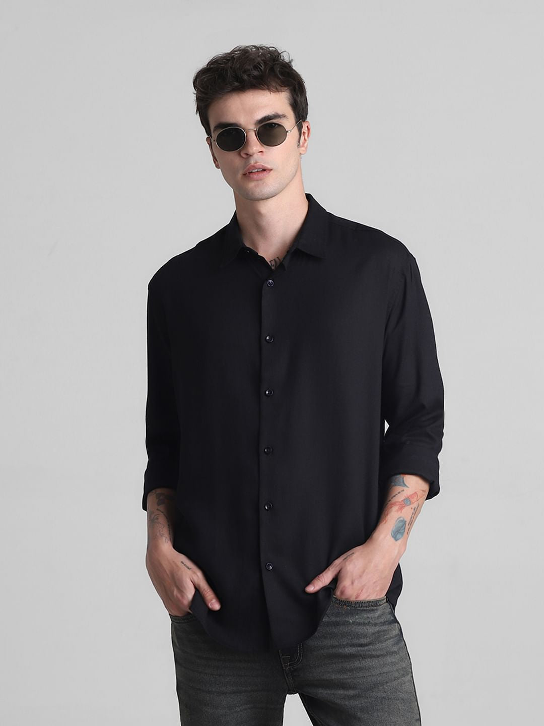 Black Full Sleeves Shirt - S