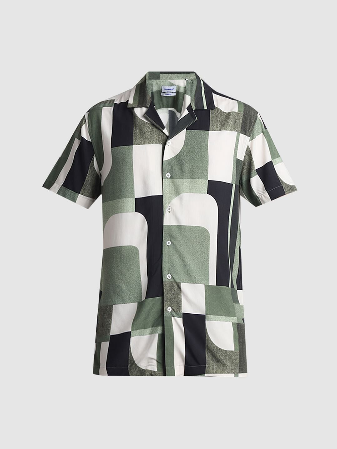 Green Printed Short Sleeves Shirt