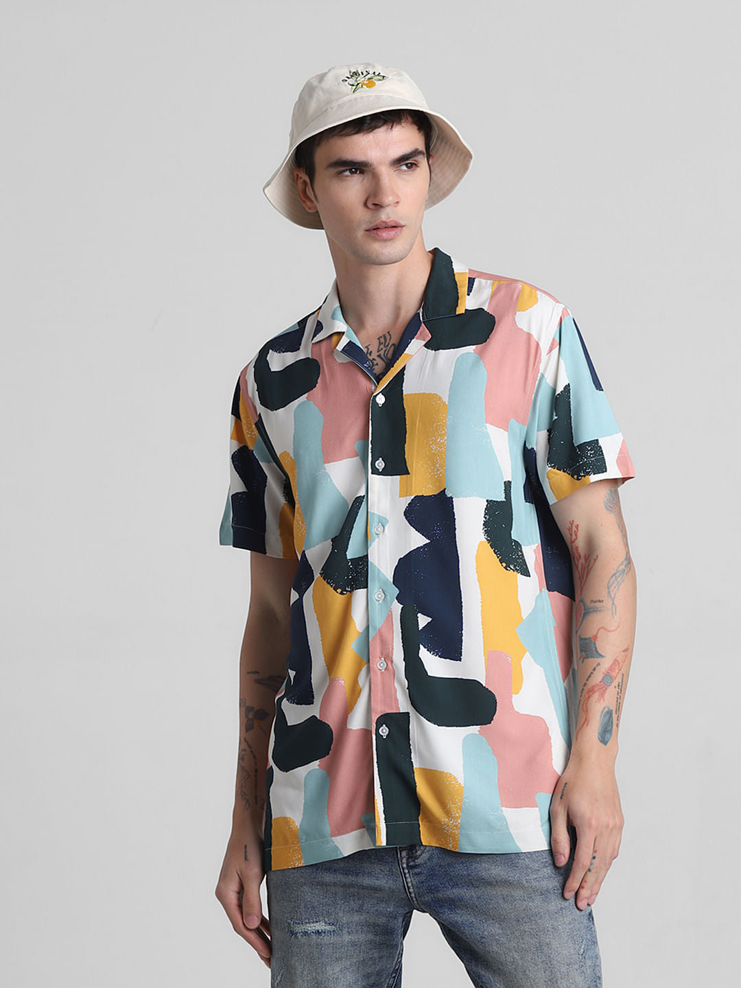 Pink Printed Short Sleeves Shirt - S