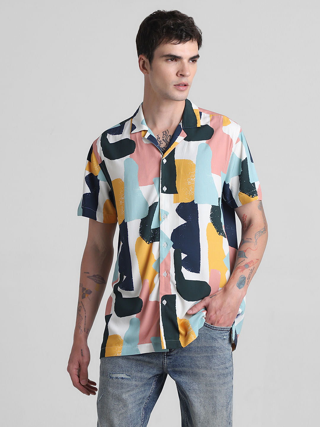 Pink Printed Short Sleeves Shirt