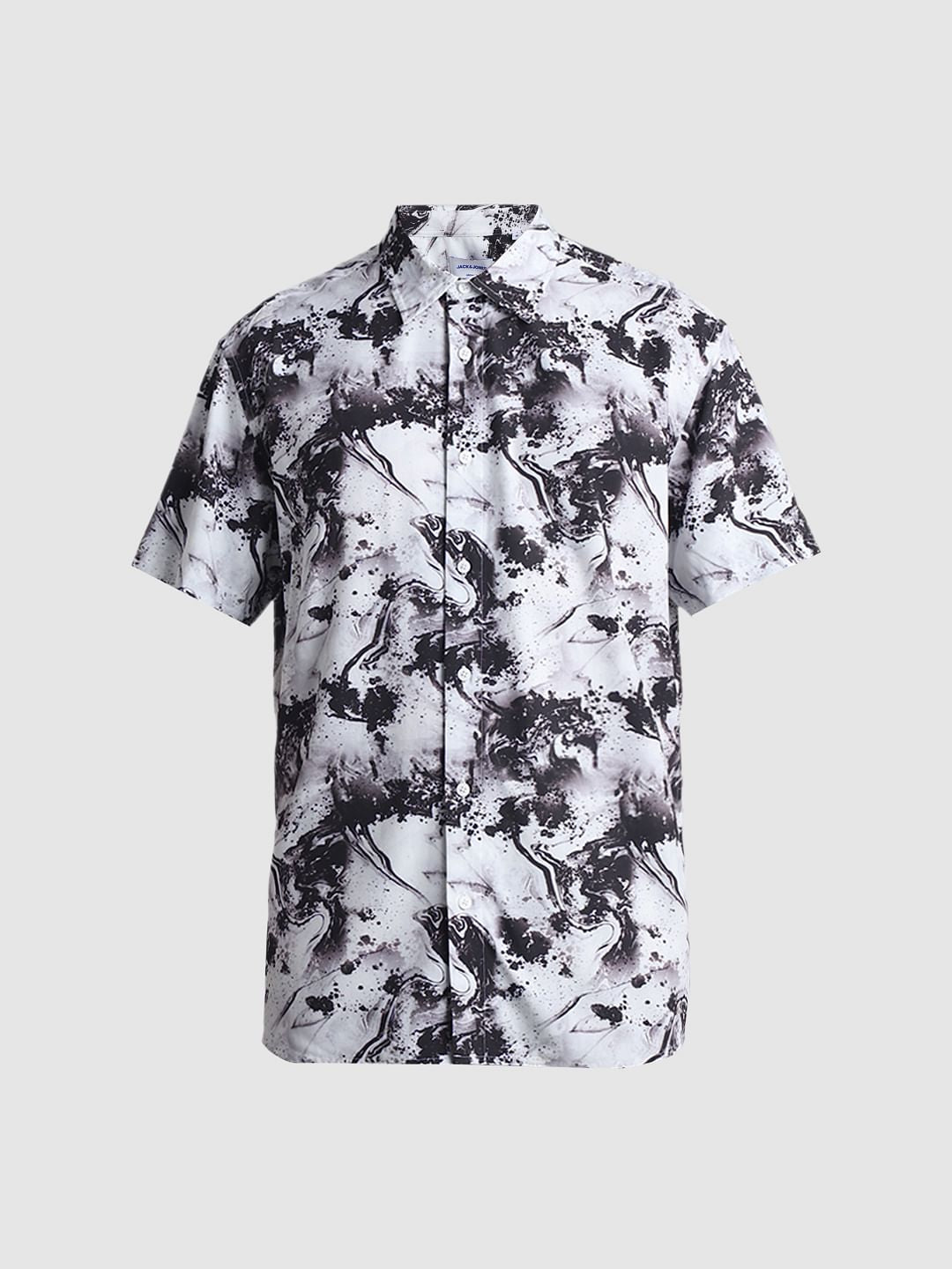 Black Printed Short Sleeves Shirt