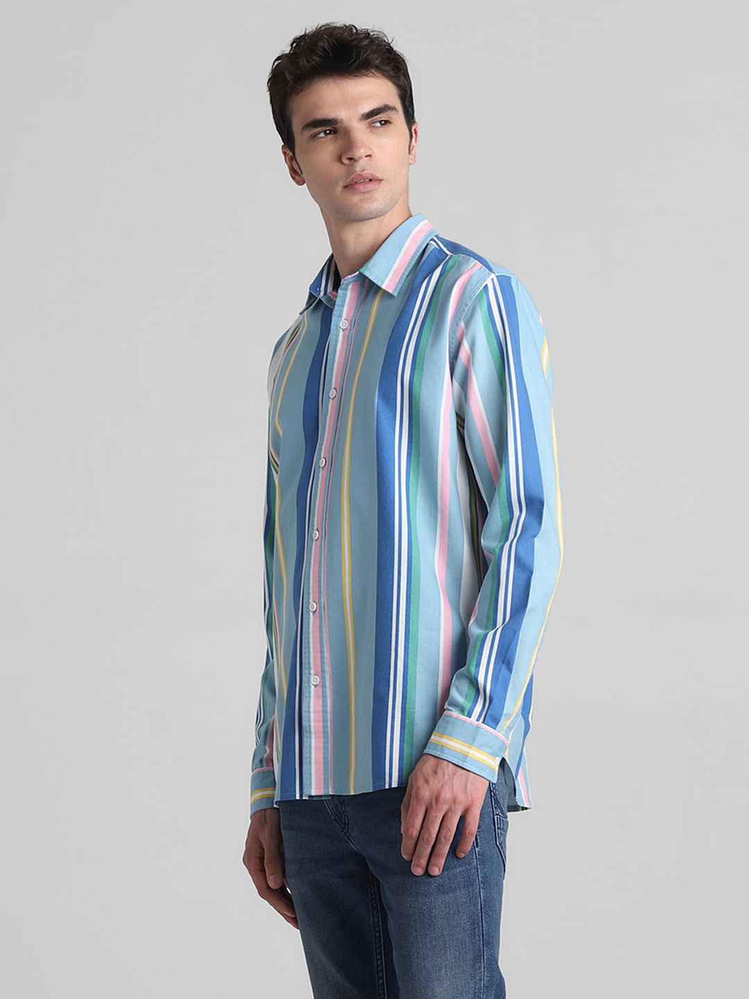 Blue Striped Full Sleeves Shirt