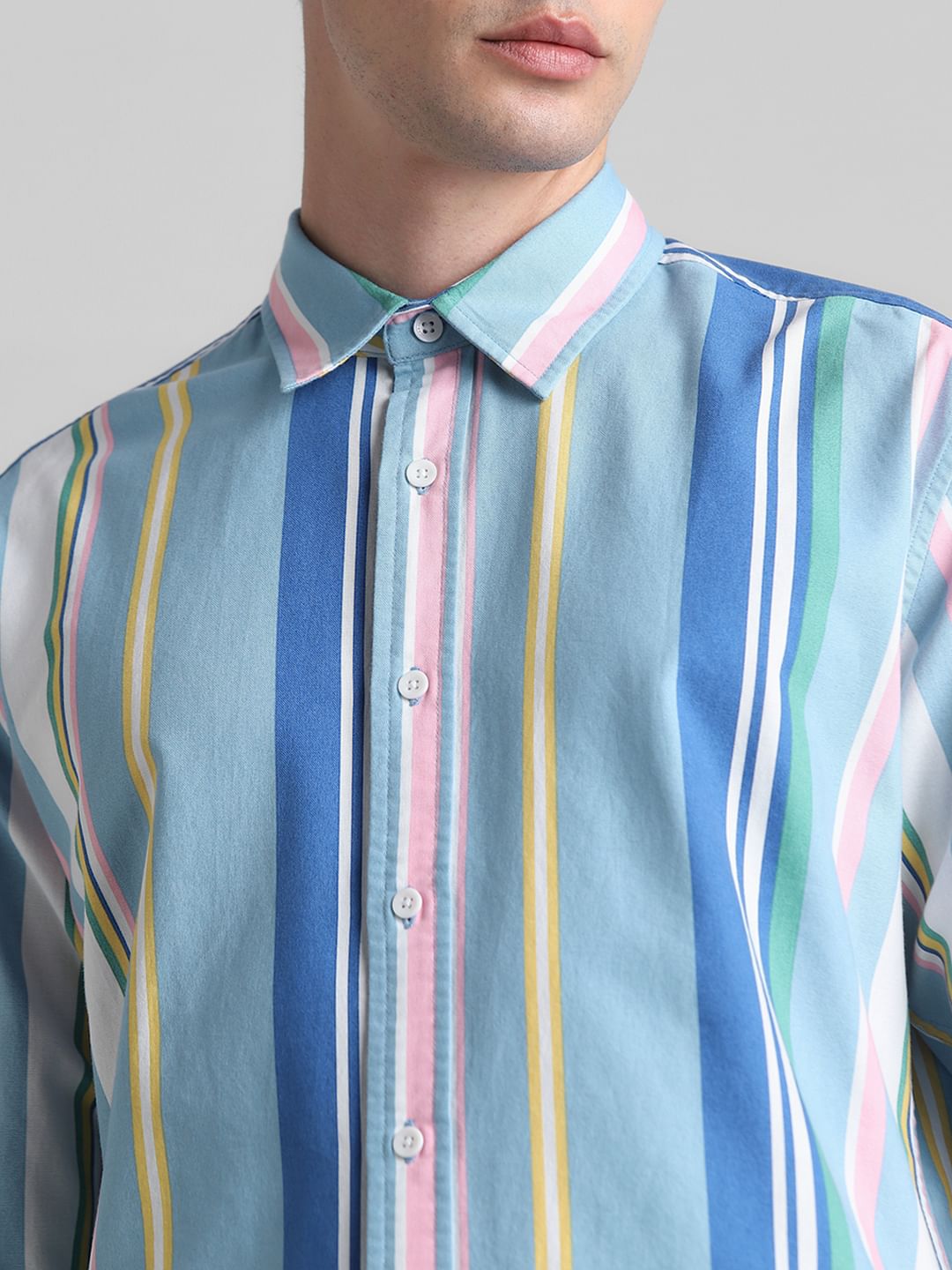 Blue Striped Full Sleeves Shirt