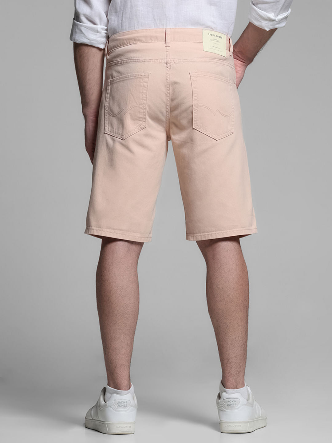 Pink Mid Rise Cotton Shorts