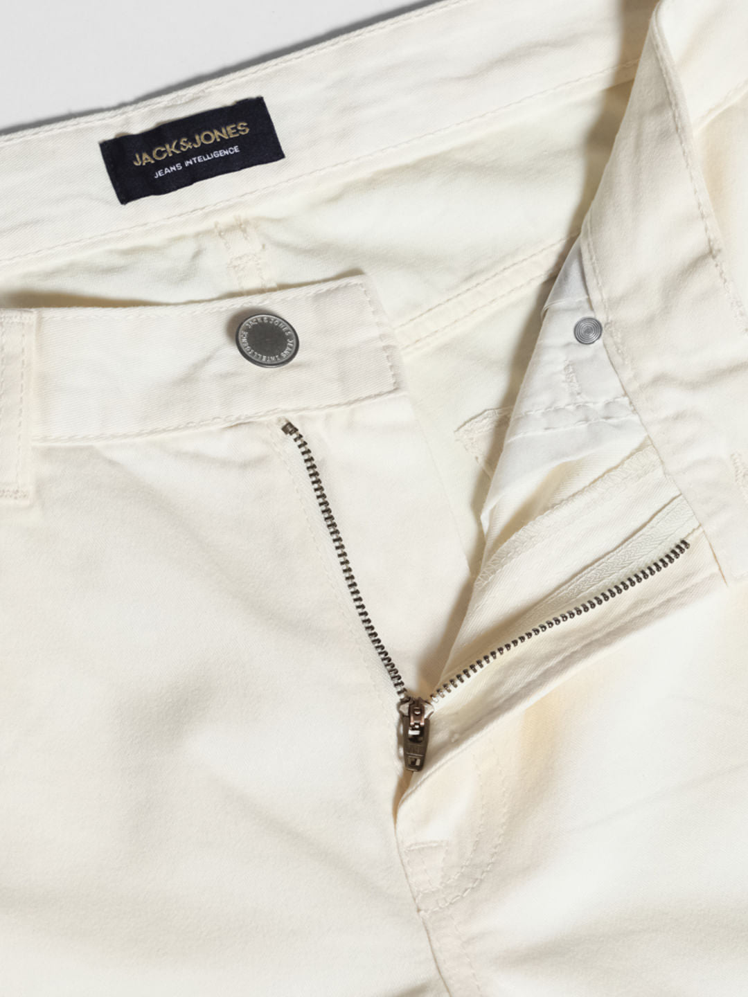 Beige Mid Rise Cotton Shorts