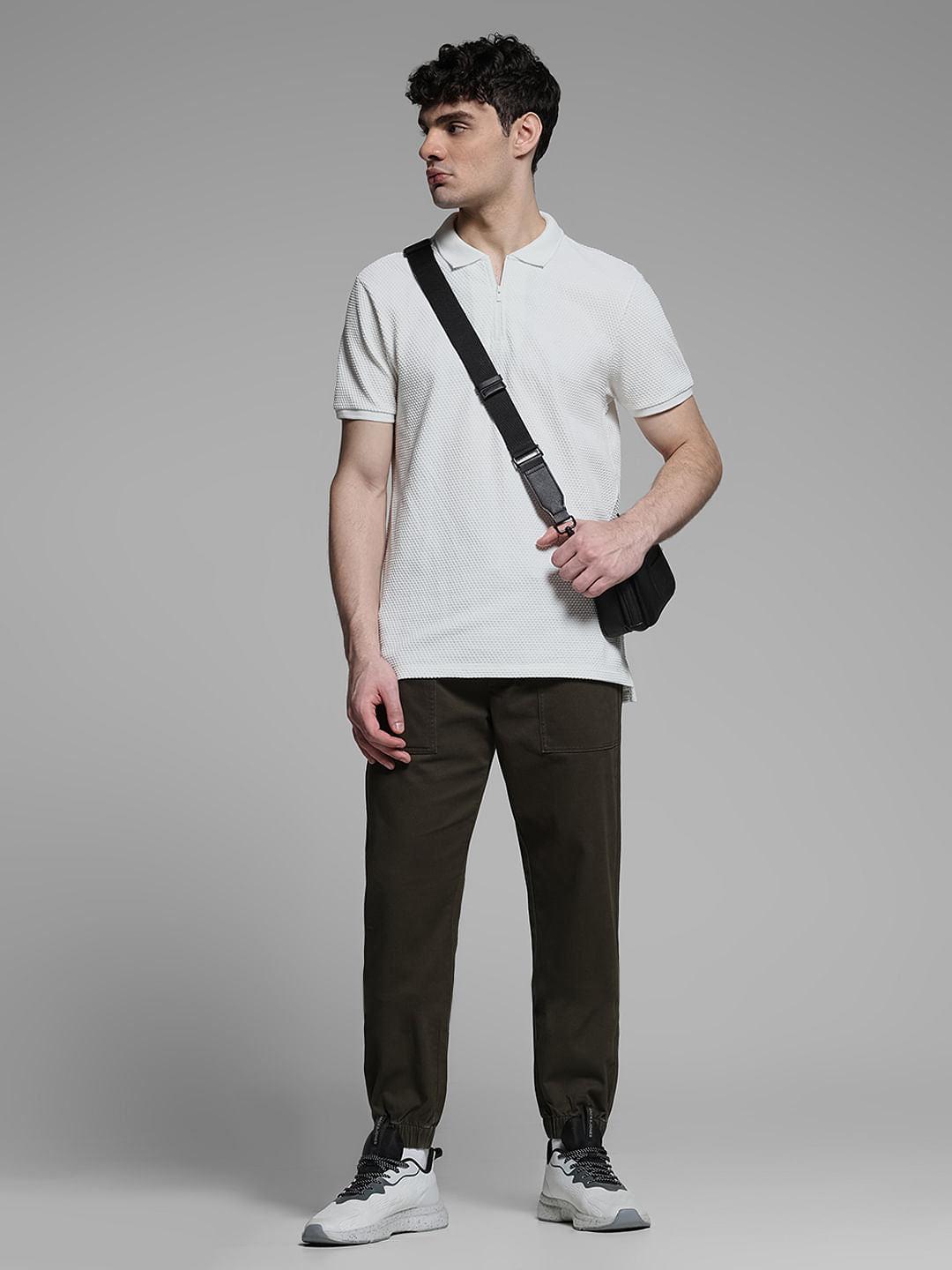 Green Mid Rise Cotton Jogger Pants