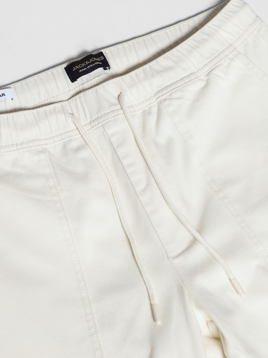 Beige Mid Rise Cotton Jogger Pants