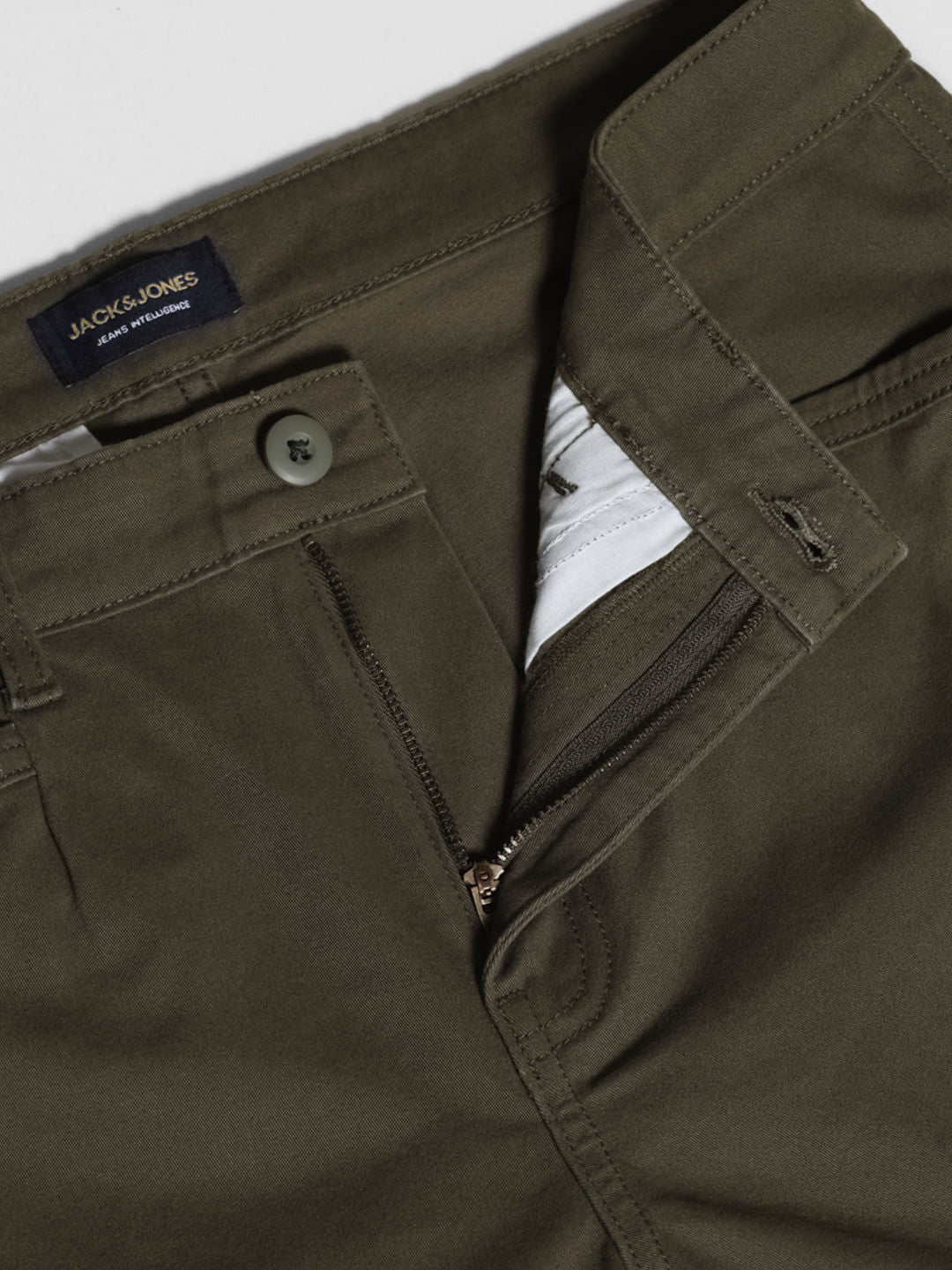 Olive Green Mid Rise Cargo Trousers