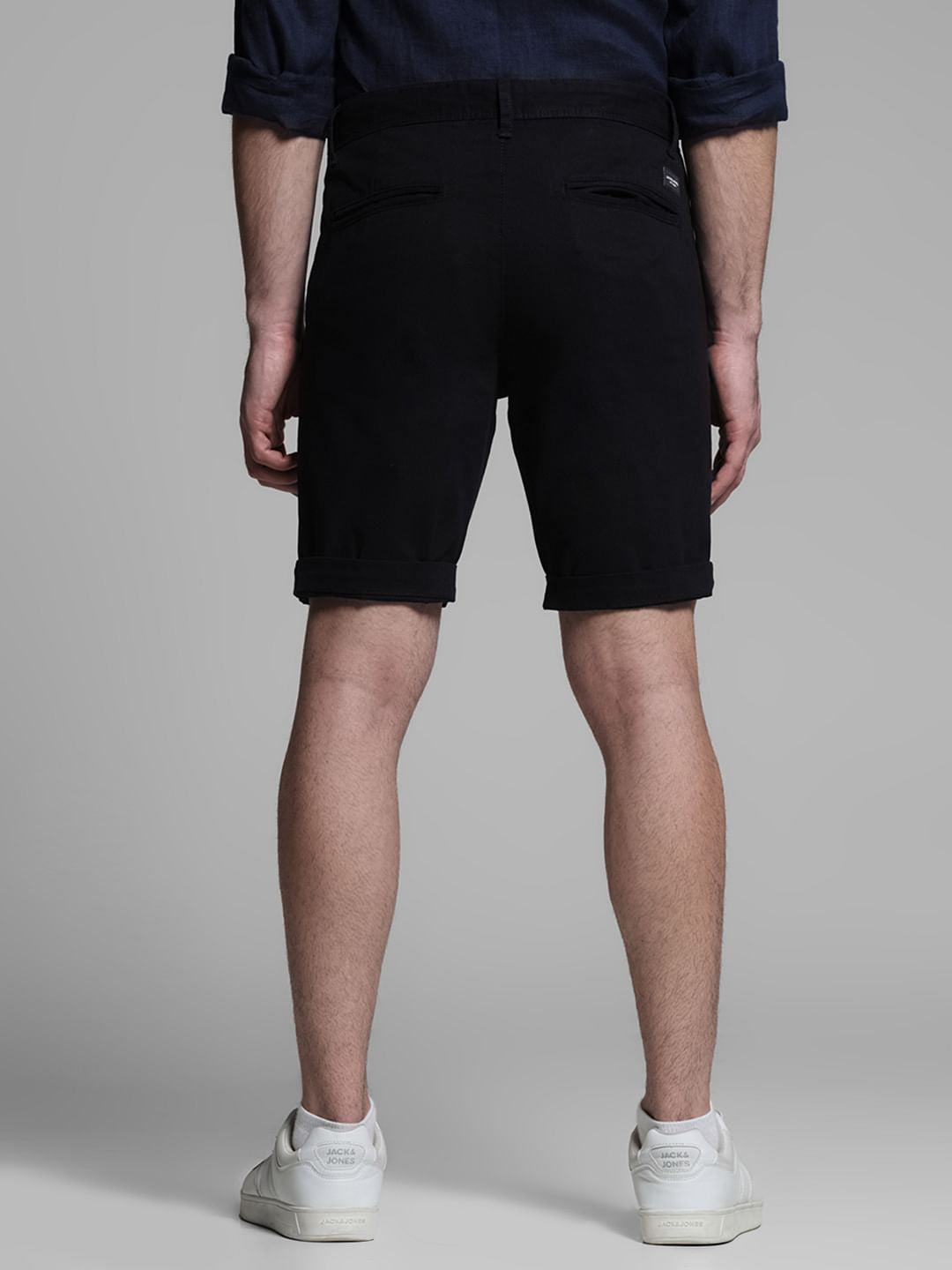 Black Mid Rise Cotton Shorts