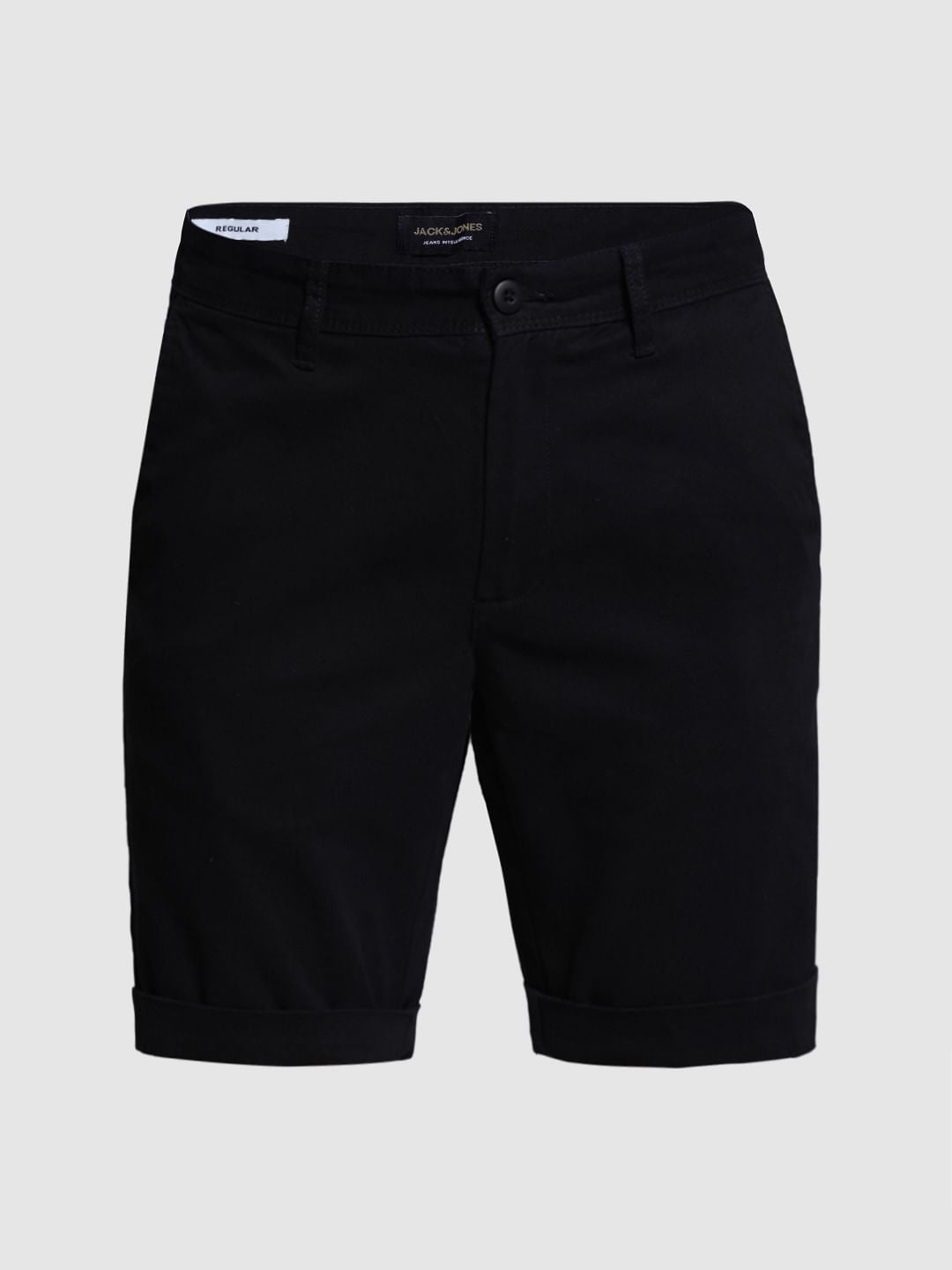Black Mid Rise Cotton Shorts